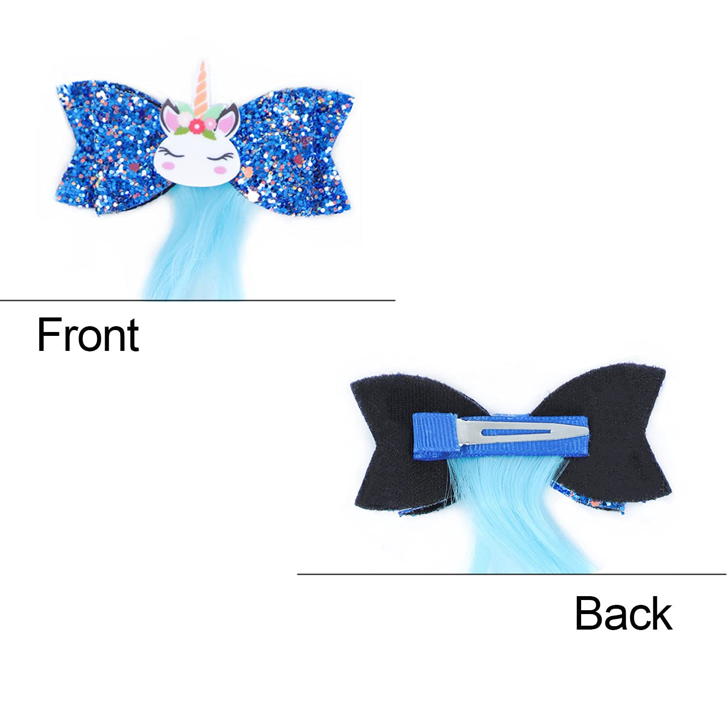 Unicorn Hair Clips for Girls | Glitter Braided Hair Extensions & Gradient Hair Bows | Perfect for Dress Up, Birthday Parties & School Accessories