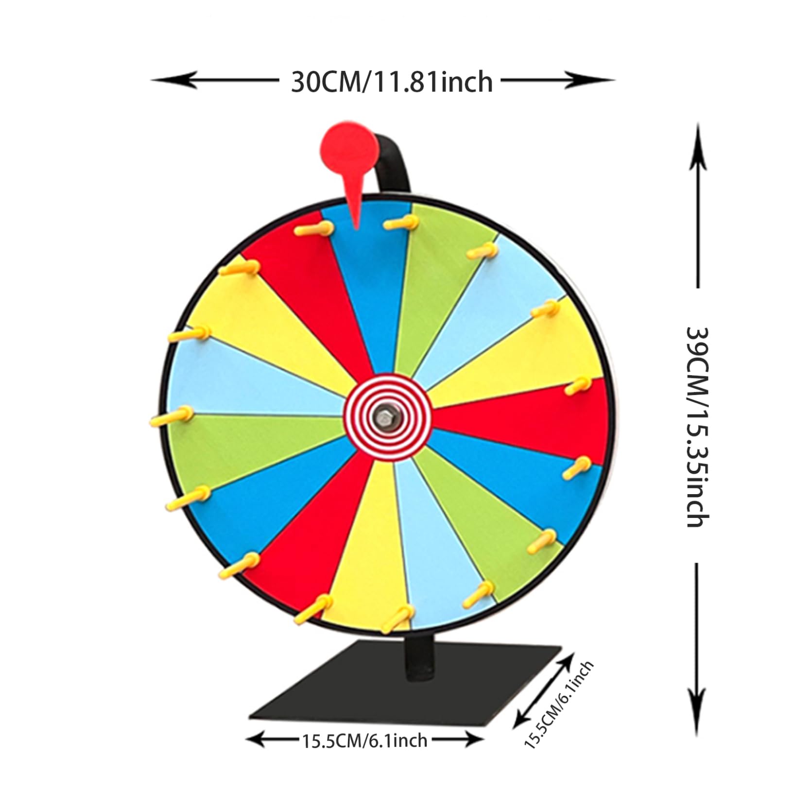 11.81 Inch Spinning Wheel Game - 10 Slot Roulette Wheel with Dry Erase Surface, 5 Reusable Colors, Suction Cup Base - Perfect for Carnival Prizes, Fortune Wheel Games & Classroom Activities