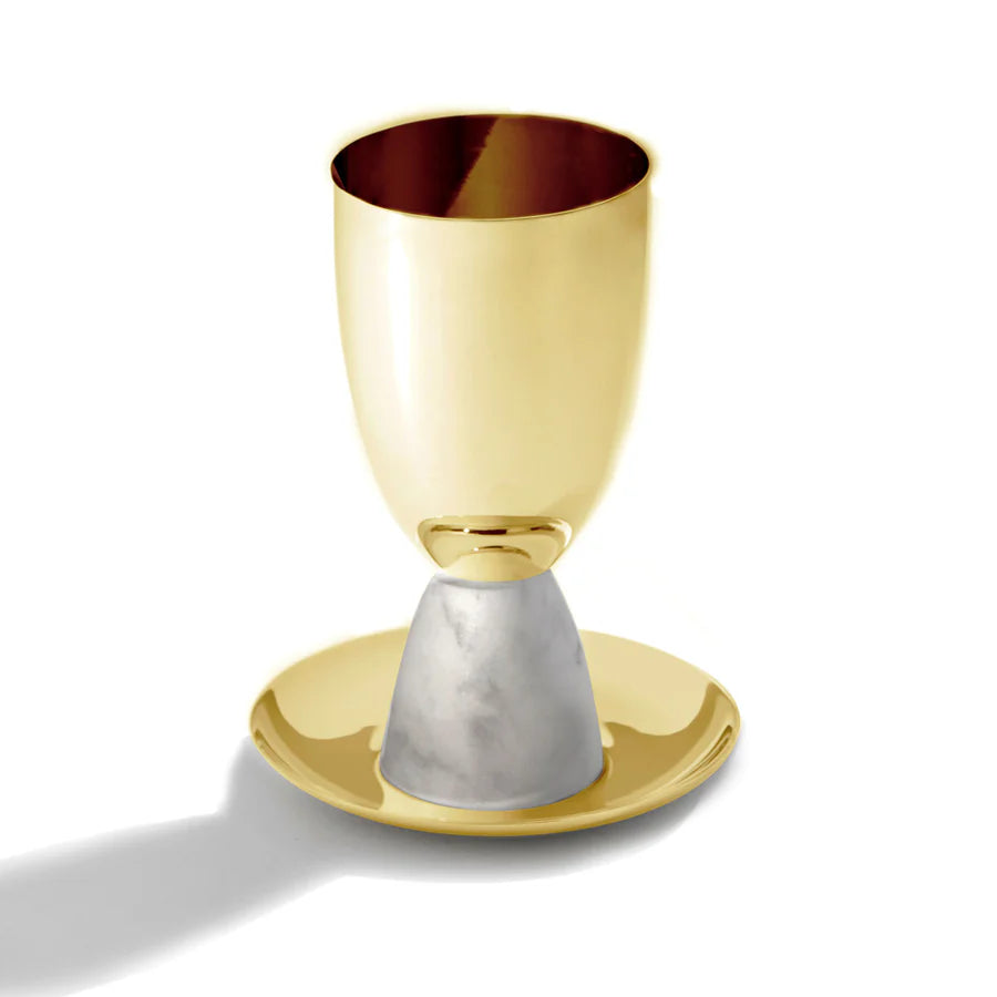 Elegant Carrara Marble Kiddush Cup for Jewish Holidays - Perfect for Shabbat, Passover, and Wedding Ceremonies
