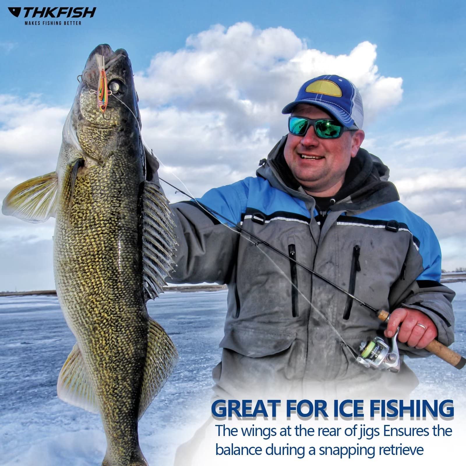 THKFISH Ice Fishing Jigs Kit - 4PCS/8PCS 10g(0.35oz) & 18g(0.63oz) Vertical Lures for Crappie, Panfish, Walleye, Bluegill - Winter Ice Fishing Gear for Freshwater Fishing | Perfect for Ice Anglers & Cold Weather Fishing Adventures