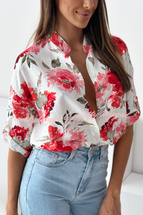 Stylish Floral Print Casual Shirt Top for Women - Summer Blouse with Comfortable Fit - Perfect for Office, Date Night & Weekend Outings