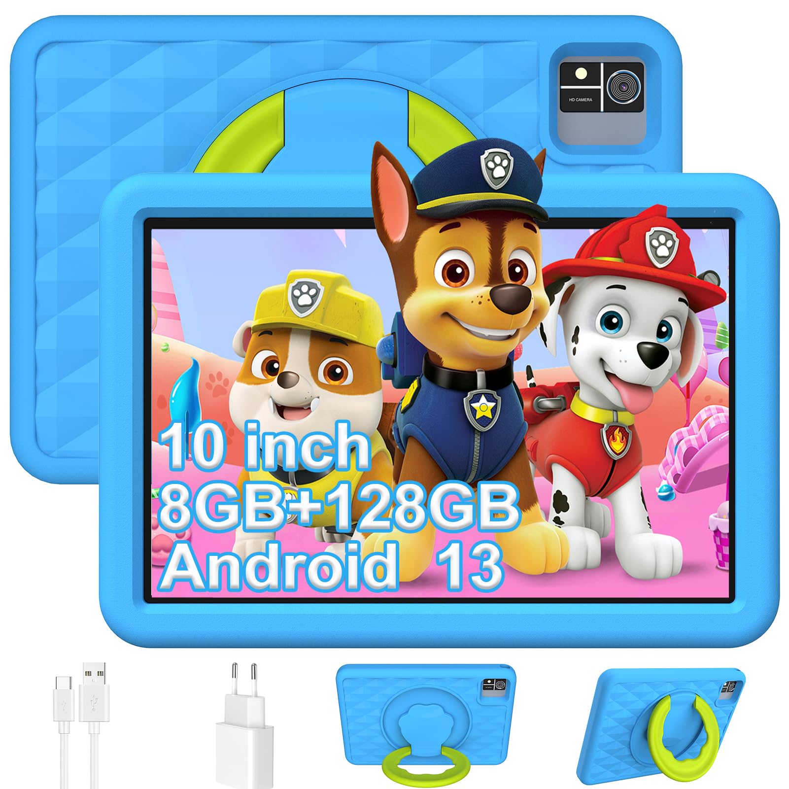 YUMBOT 10 Inch Kids Tablet with WiFi - Android Learning Tablet for Children, Parental Control, 32GB Storage, HD Display - Perfect for Homeschooling, Travel & Educational Games (Blue)