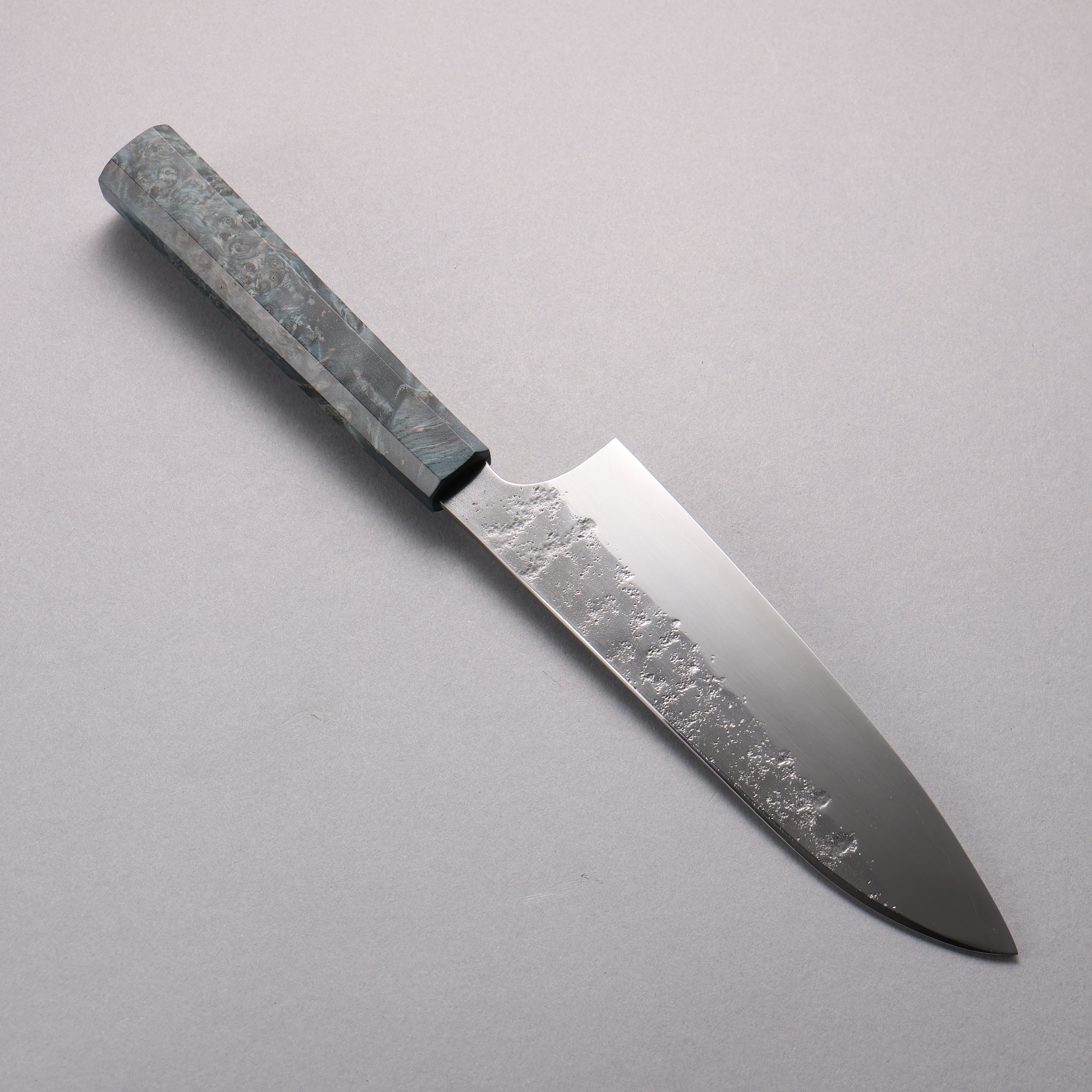 Seisuke Silver Steel No.3 Nashiji Santoku Knife 180mm with Stabilized Wood Handle - Premium Japanese Kitchen Knife for Slicing, Dicing & Chopping Vegetables, Meat & Fish