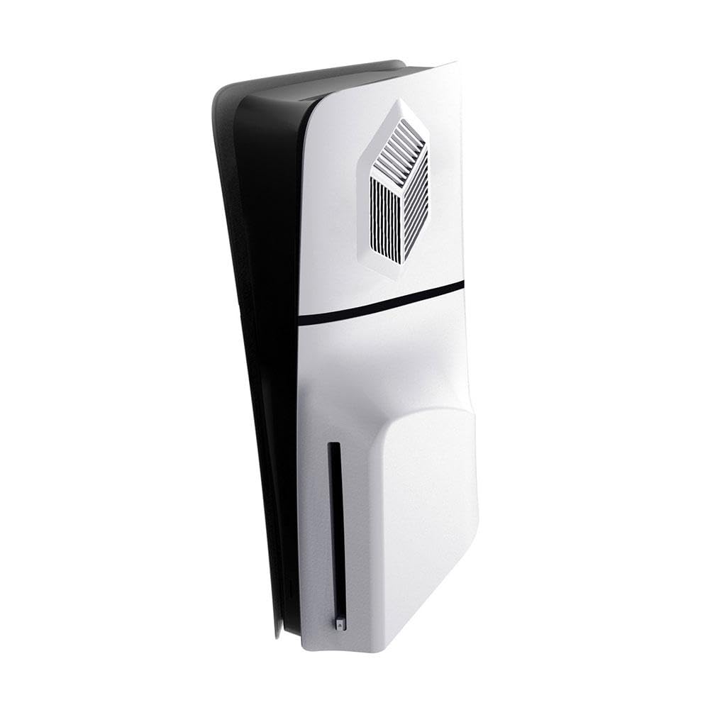 PS5 Slim Console Faceplate Cover - White ABS Replacement Side Shell with Cooling Vents & Dustproof Design for PS5 Slim Disc Edition - Perfect for Gaming Protection & Enhanced Cooling Performance