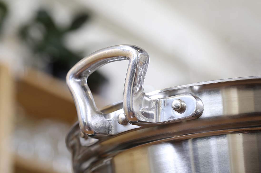 EBM Bistro 3-Layer Clad Stainless Steel Cooking Pot - 11.8 Inch (30cm) Professional Chef Pan with Even Heat Distribution - Perfect for Soups, Stews & Pasta Cooking