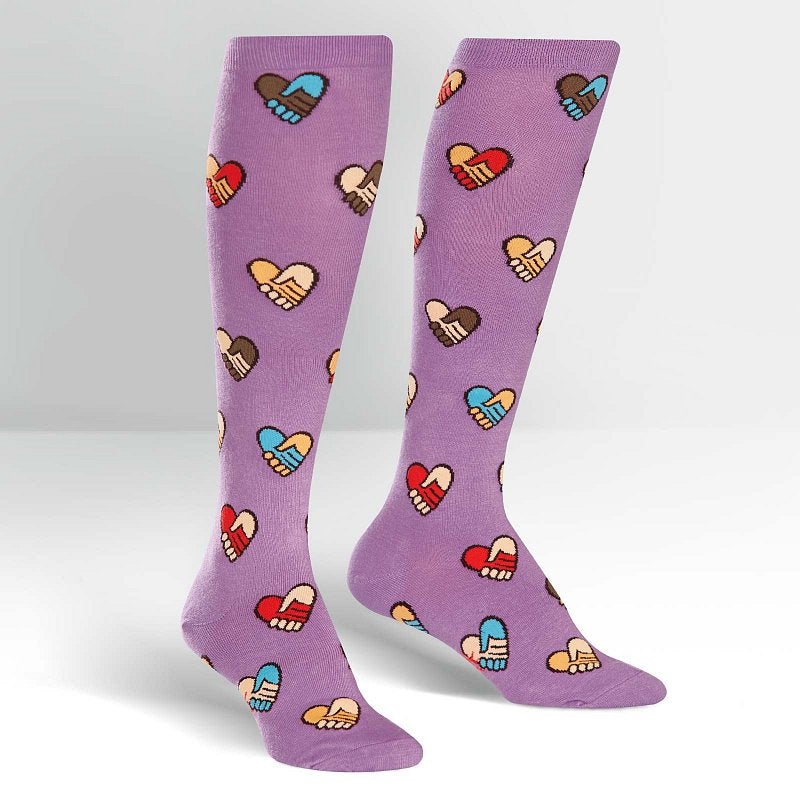 Fun Knee High Socks with Hands Across Calves Design - Perfect for Cosplay, Gift Giving & Unique Fashion Statements