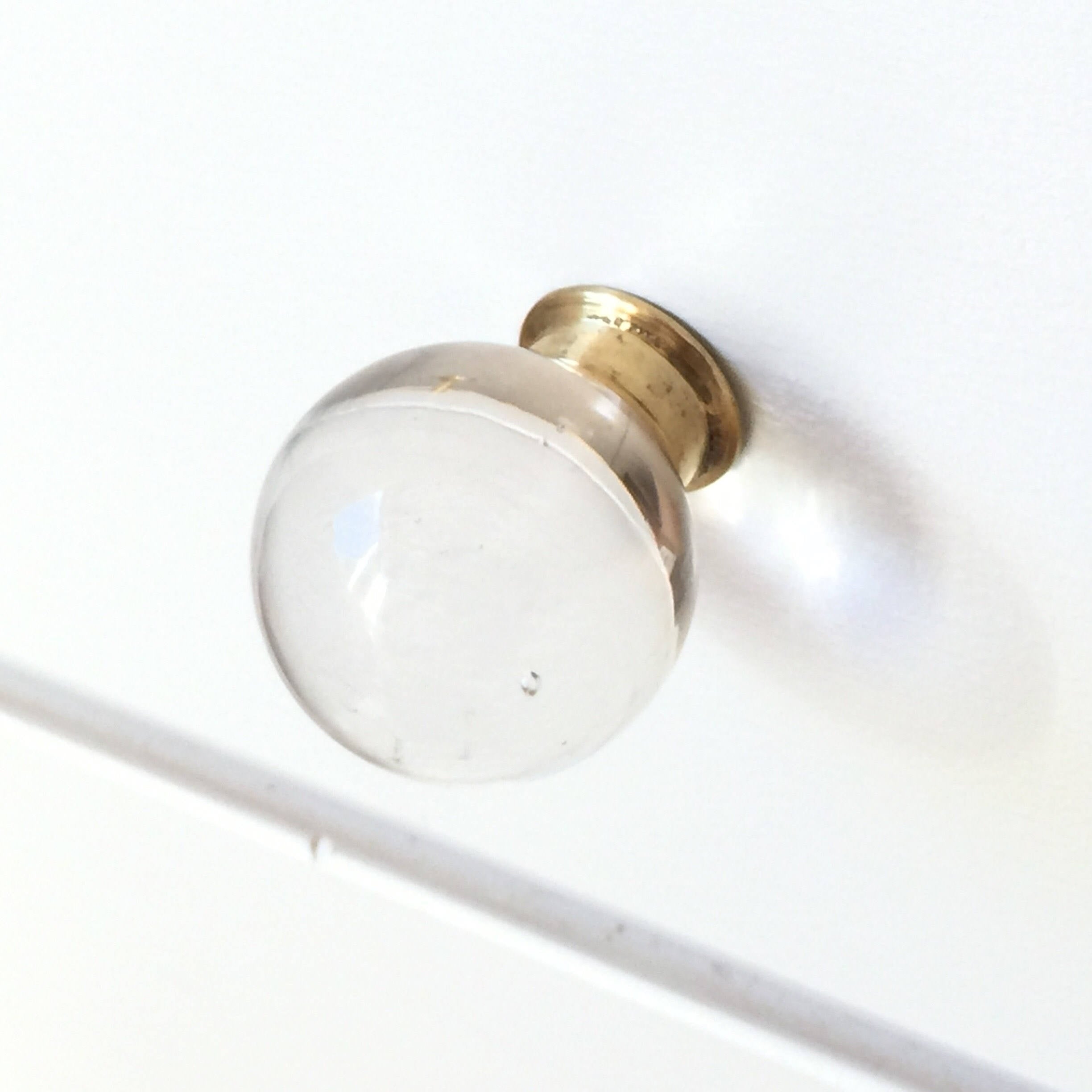 Vintage Round Glass & Brass Ball Drawer Knobs - Elegant Cabinet Hardware for Dressers, Nightstands, Kitchen Cabinets & Furniture Restoration Projects