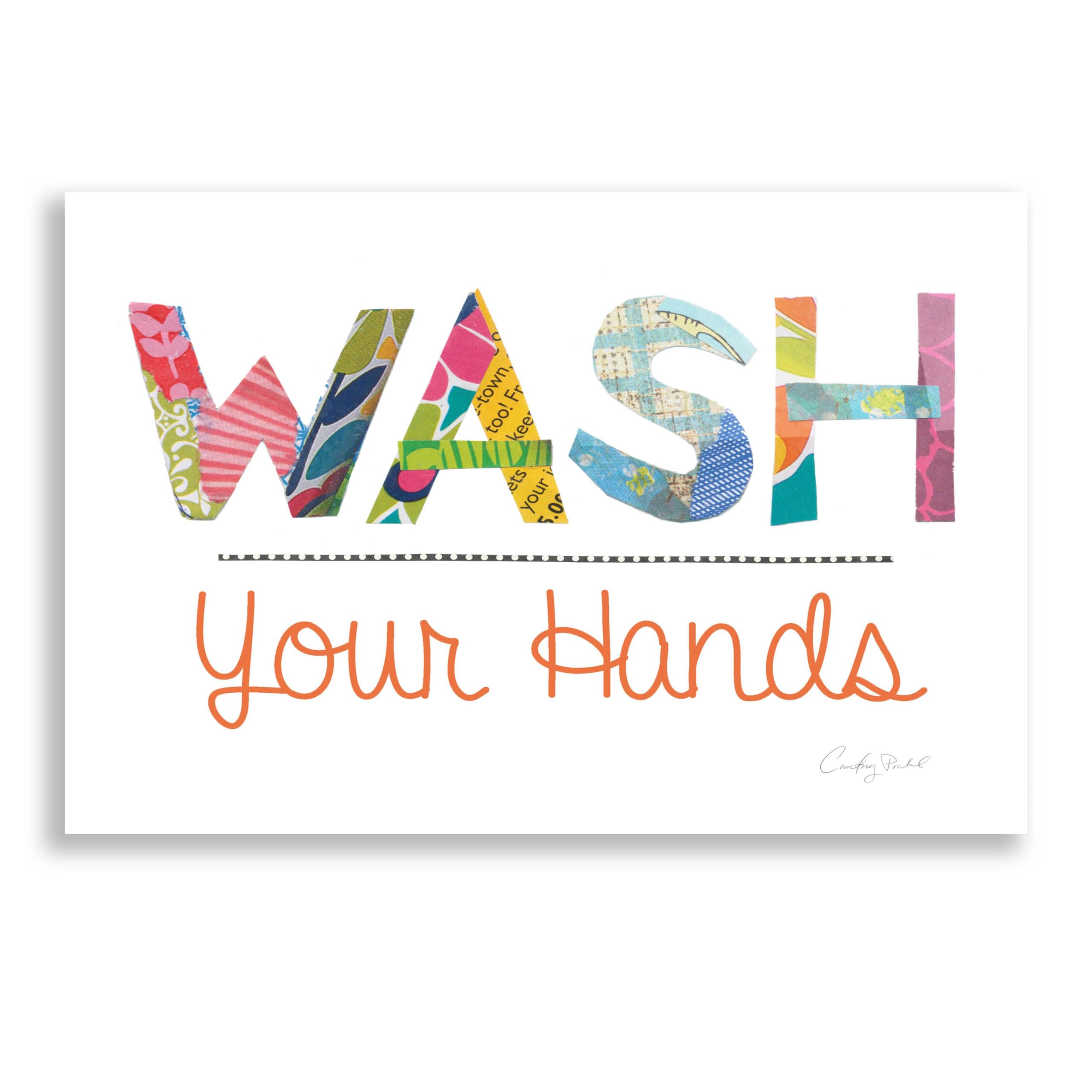 Epic Art 'Wash Your Hands' by Courtney Prahl - 24x16 Inch Acrylic Glass Wall Decor - Modern Bathroom & Kitchen Sign - Perfect for Home, Office, or Restaurant Hygiene Reminder