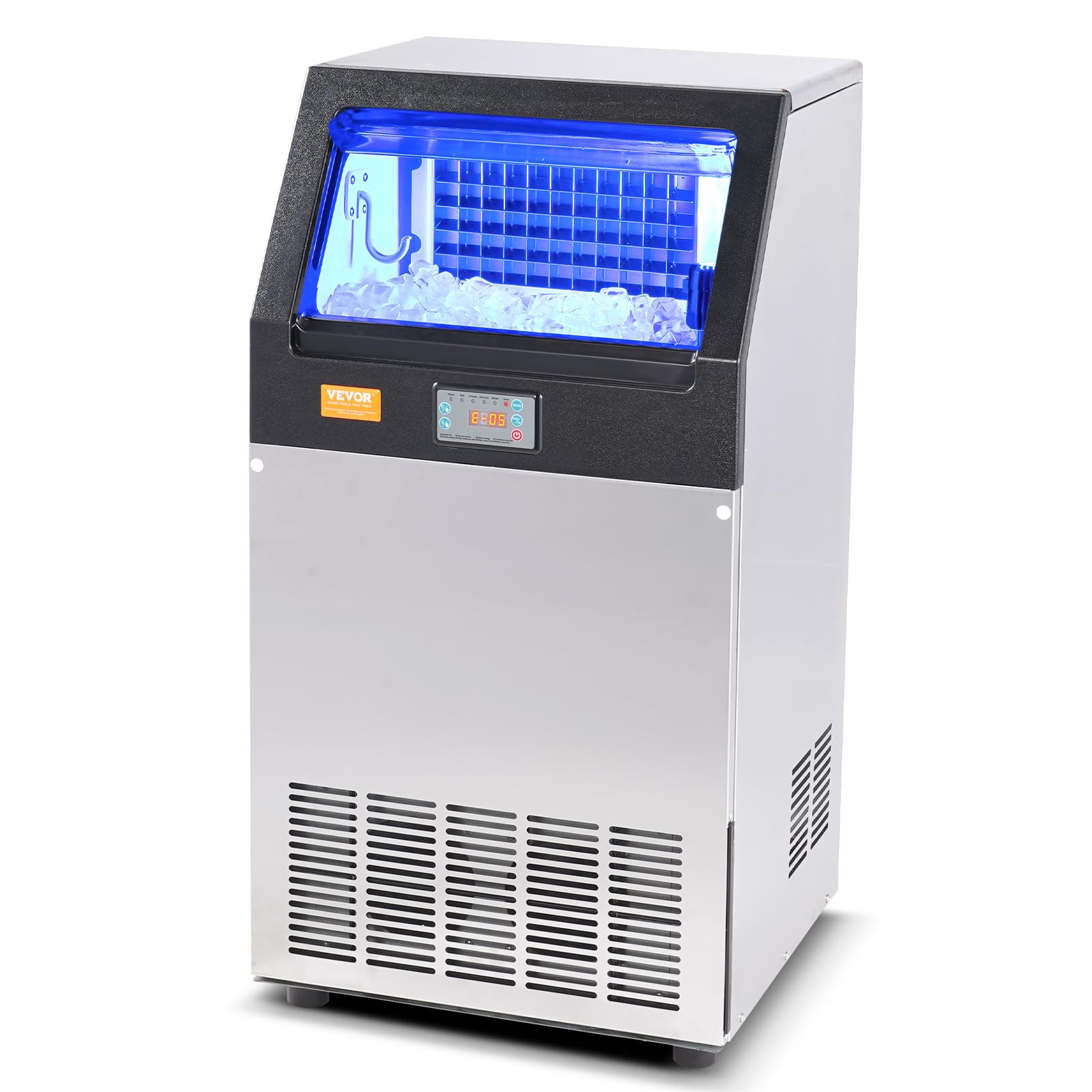 VEVOR Commercial Ice Maker Machine 140LBS/24H with 33LBS Storage - Fast 55 Ice Cubes in 12-15 Mins - Perfect for Bars, Restaurants, Home & Office Use - Ideal for Cocktails, Beverages & Food Preservation