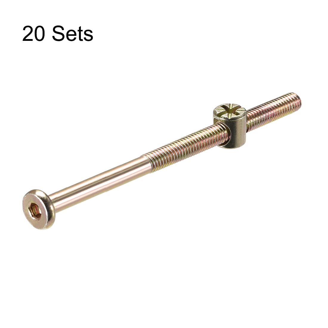 M6 x 100mm Half Thread Furniture Bolts Set - Hex Socket Screw with Barrel Nuts - 20 Sets for DIY Furniture Assembly