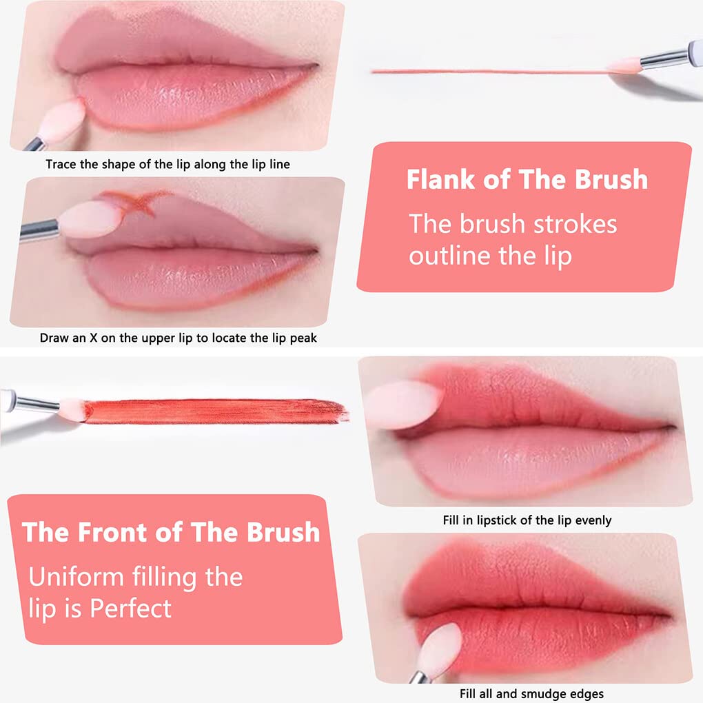 3 Pack Professional Handheld Lip Brush Set - Reusable Makeup & Eyeshadow Brushes for Travel, Portable Beauty Tools for On-the-Go Touch Ups