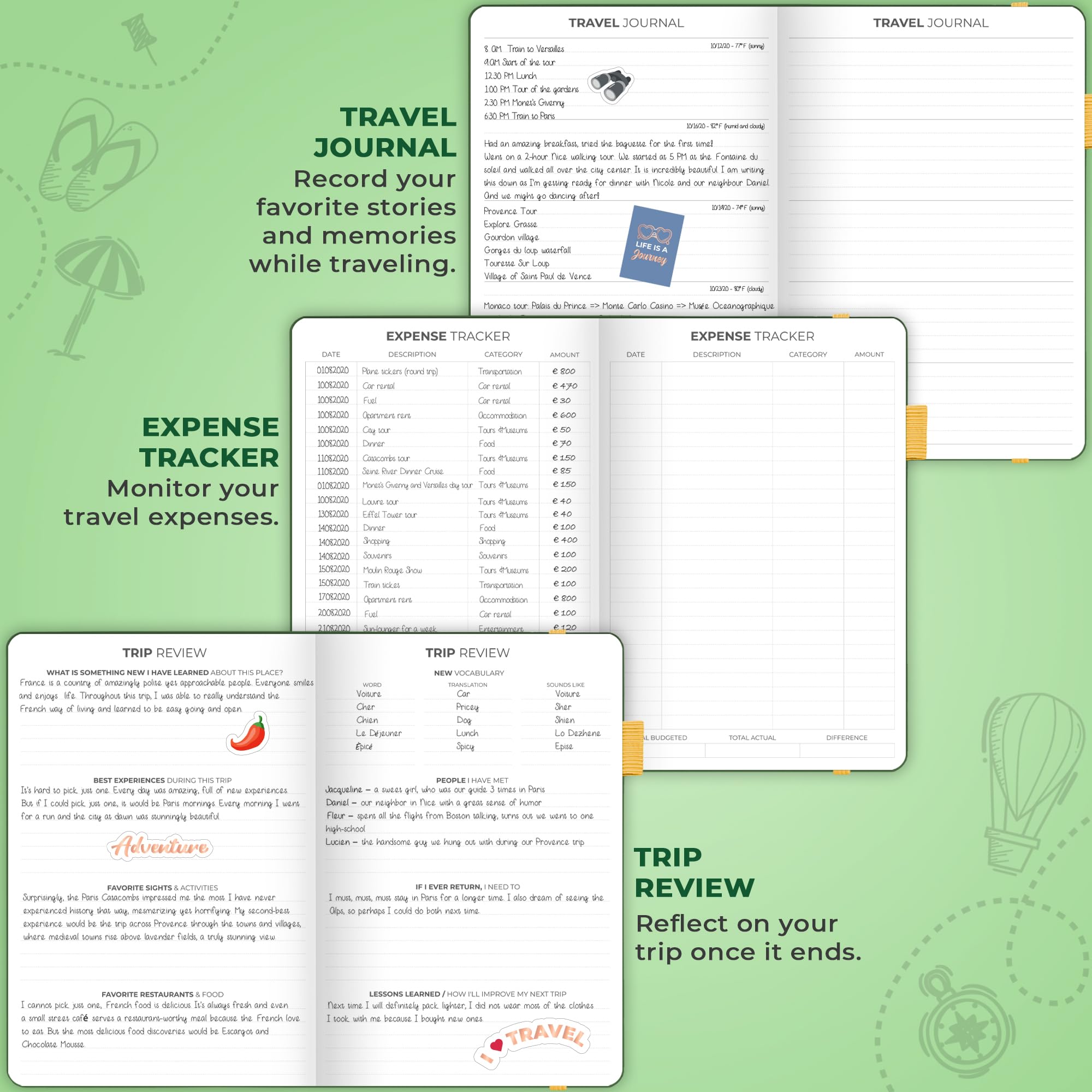 Clever Fox Travel Journal - Budget & Packing Planner for Trips | A5 Organizer (Forest Green) | Perfect for Vacation Planning