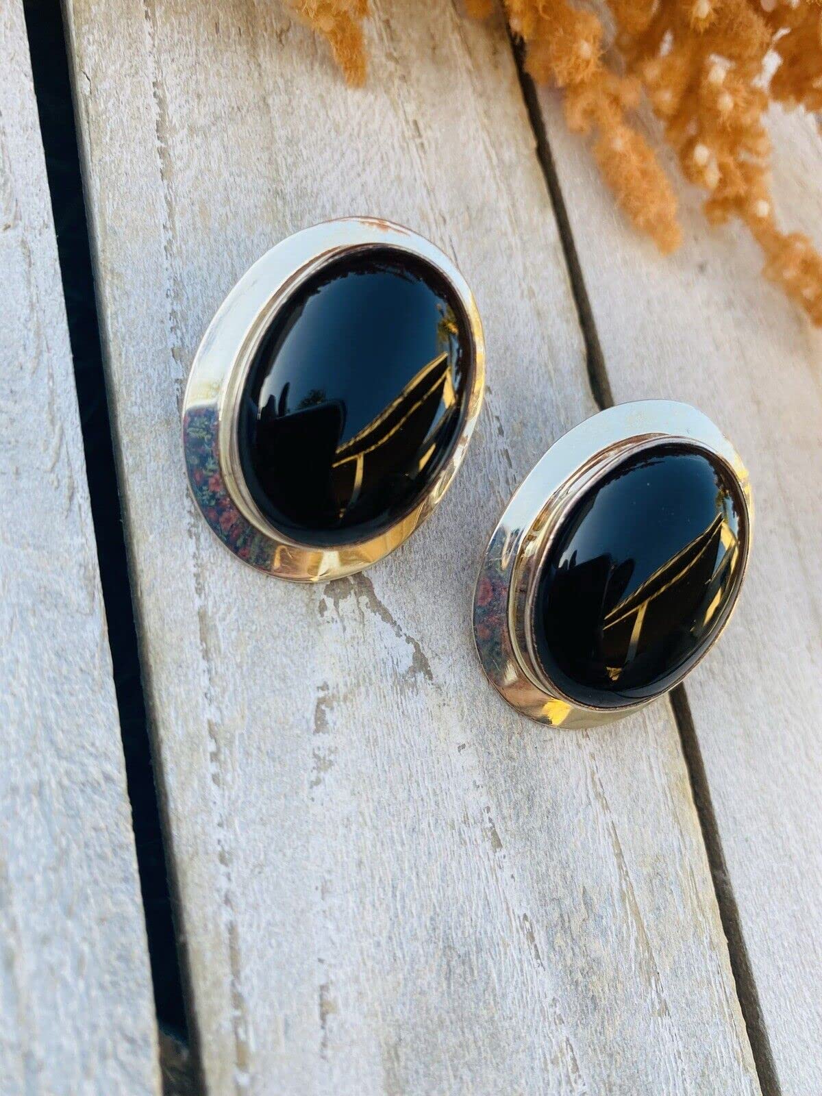 Authentic Vintage Navajo Sterling Silver & Black Onyx Post Earrings - Handmade Native American Jewelry for Women - Perfect for Weddings, Parties & Everyday Wear