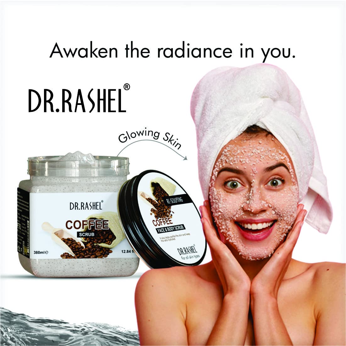 DR.RASHEL Vitamin C Coffee Scrub for Face & Body - Exfoliating & Brightening Treatment for Dark Circles & Skin Rejuvenation (380ml) - Perfect for Morning Routine & Spa Day Self-Care
