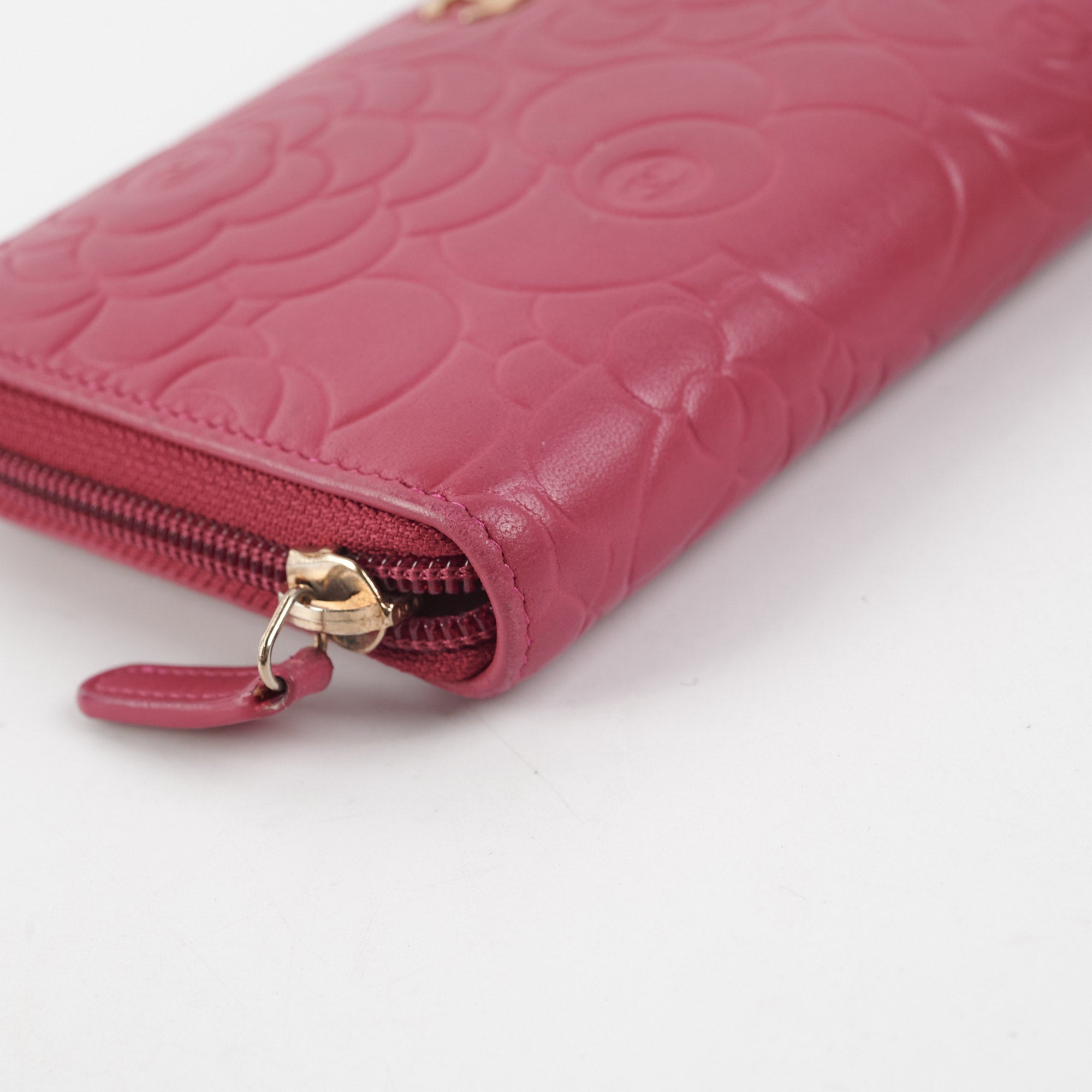 Chanel Long Zip Camelia Dark Pink Wallet - Luxury Designer Womens Wallet for Everyday Use & Special Occasions