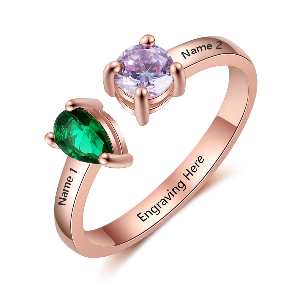 Custom Sterling Silver Birthstone Promise Rings for Women - Personalized Engagement & Best Friend Jewelry for Weddings, Anniversaries, and Special Occasions