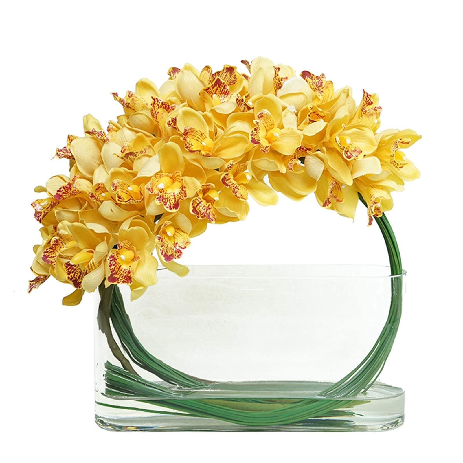NC Artificial Plants Flowers in Vase - Faux Yellow Floral Decor for Home, Office, Dining & Bedroom - Realistic Fake Plants for Table Centerpiece, Shelf Decor & Interior Design