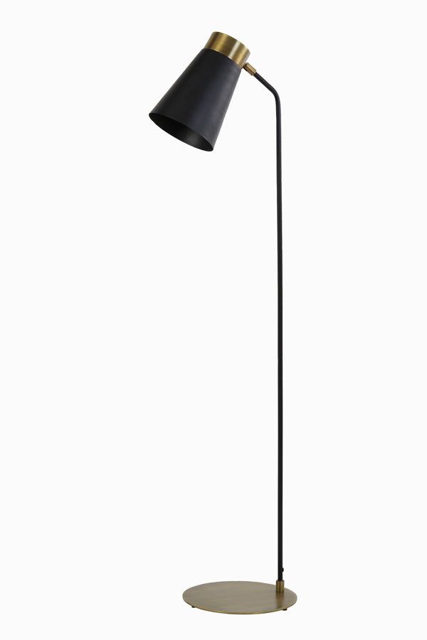 Braja Floor Lamp - Modern Matt Black & Antique Bronze Finish Standing Lamp for Living Room, Bedroom, or Office - Perfect for Reading, Ambient Lighting, and Home Decor