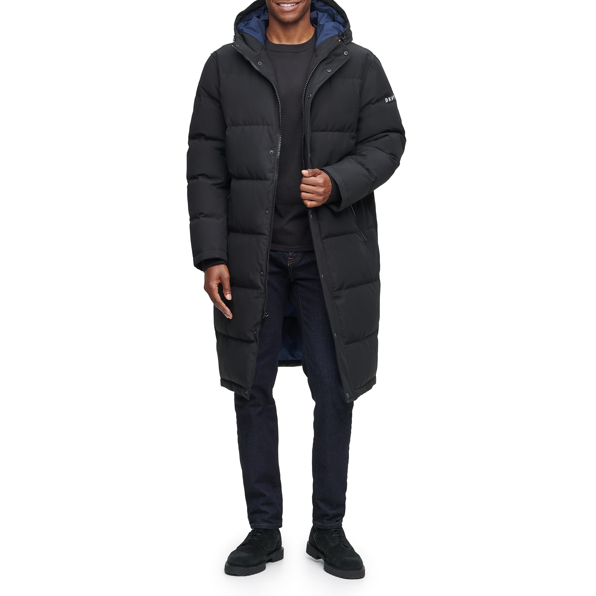 DKNY Arctic Cloth Hooded Extra Long Parka Jacket for Women - Waterproof Winter Coat with Fur Trim Hood, Warm Windproof Outerwear for Snow, Skiing & Cold Weather