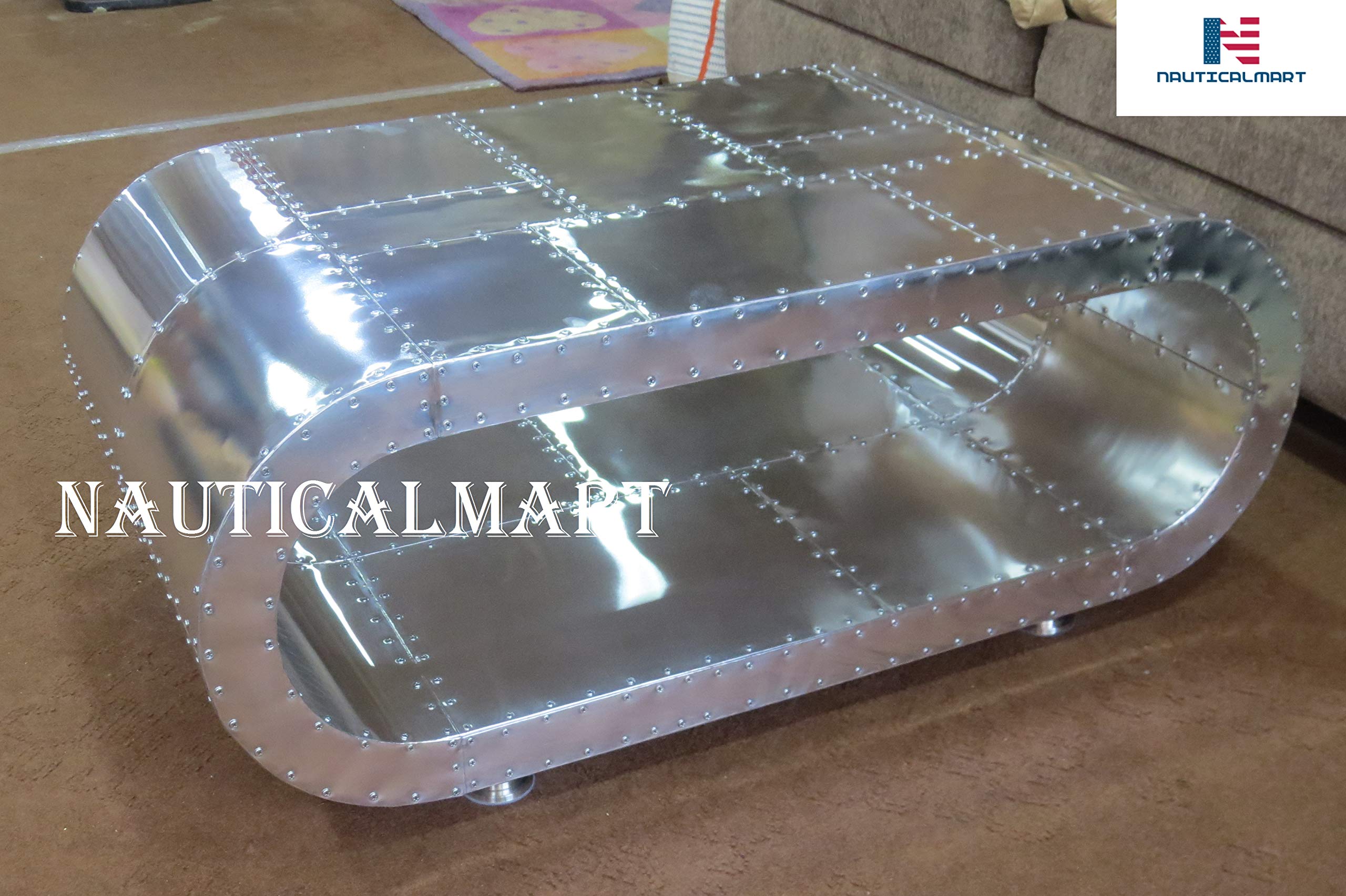 Black Hawk Aluminum Coffee Table - Modern NauticalMart Furniture for Home & Office Decor | Perfect for Living Room, Lounge & Workspace