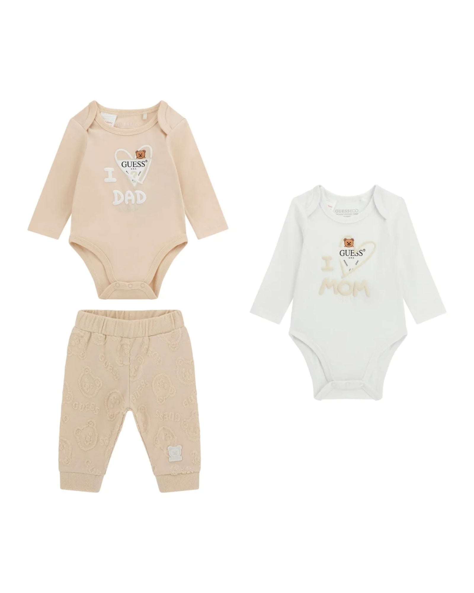 Beige and White 'I Love You' Onesie and Pants Set for Babies 0-12 Months | Soft Cotton Newborn Outfit for Photo Shoots, Gifts & Everyday Wear