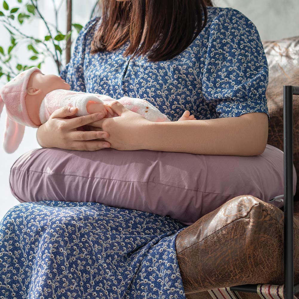Breastfeeding Pillow with 2 Removable Covers - Nursing Support Pillow for New Moms & Babies - Machine Washable Nursing Cushion - Perfect for Feeding, Lounging & Tummy Time