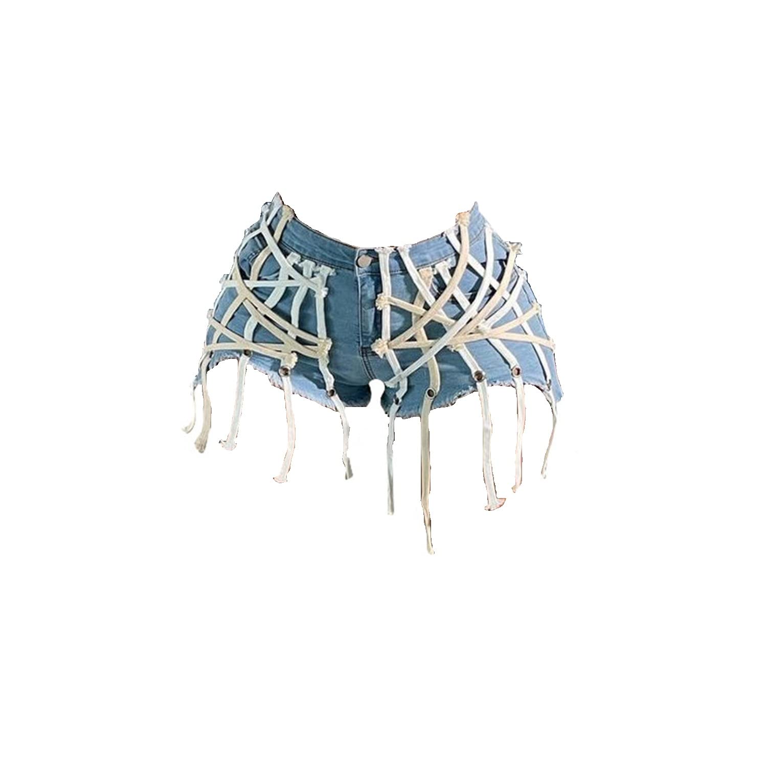 Women's High Waisted Lace-Up Distressed Denim Shorts - Light Blue Medium | Stretchy Comfort, Hip Lifting Design | Perfect for Summer Outfits, Beach Vacations & Casual Streetwear