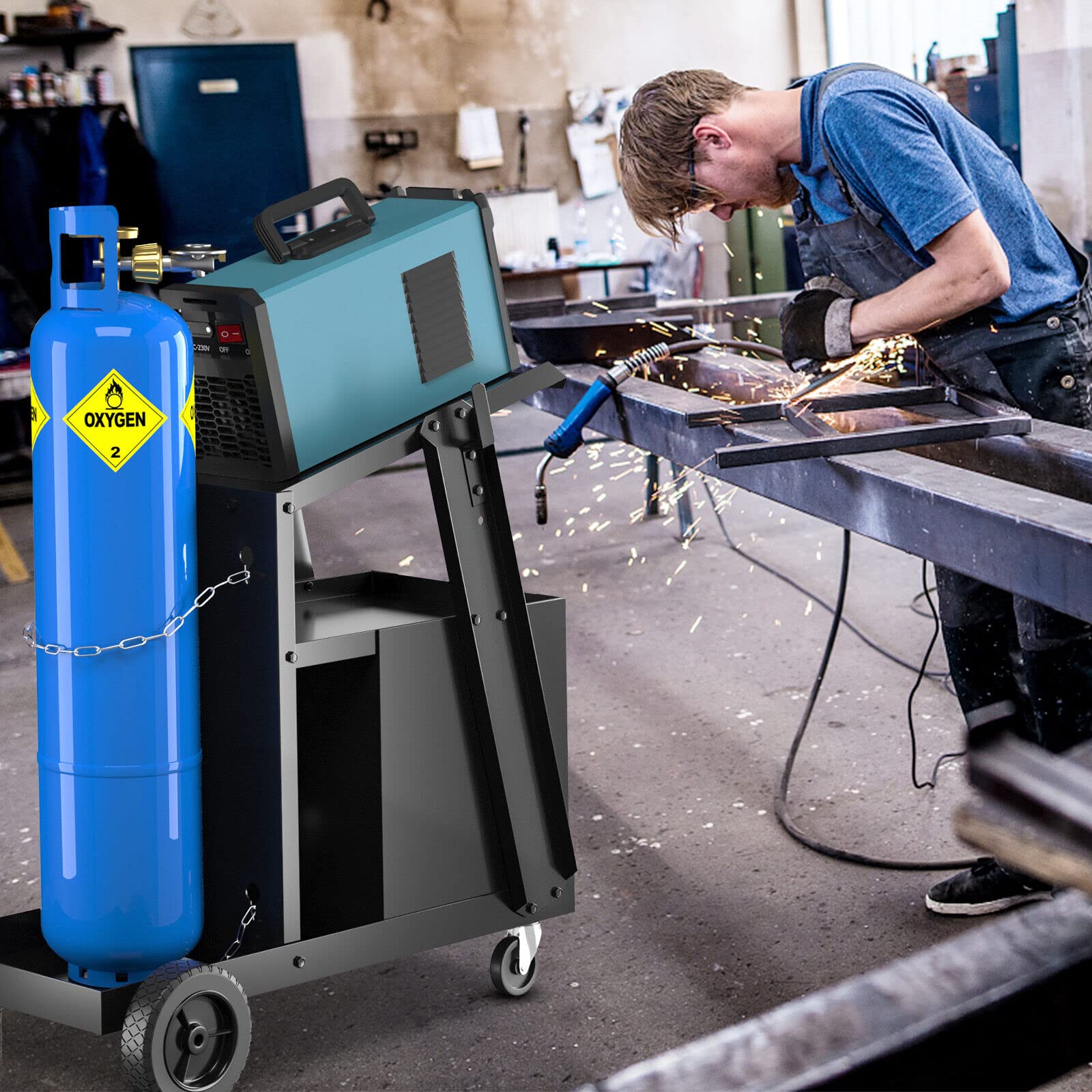 Durable 4-Drawer Welding Cart for Cabinet Welders - High-Strength Iron Construction with Smooth Rolling Wheels | Plasma Cutter Storage & Workshop Organizer | Perfect for Metal Fabrication, Automotive Repair & DIY Projects