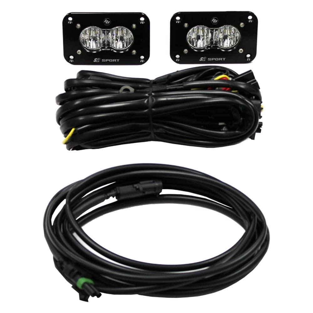 Baja Designs S2 Sport LED Work Light - Clear Lens, Wide Cornering Pattern, Flush Mount Kit for Off-Road, ATV, UTV & Truck Lighting