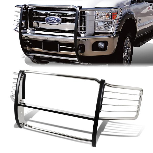 08-10 Ford F250 F350 F450 F550 Super Duty Stainless Steel Brush Grille Guard - Heavy Duty Front Bumper Protection for Off-Road & Towing