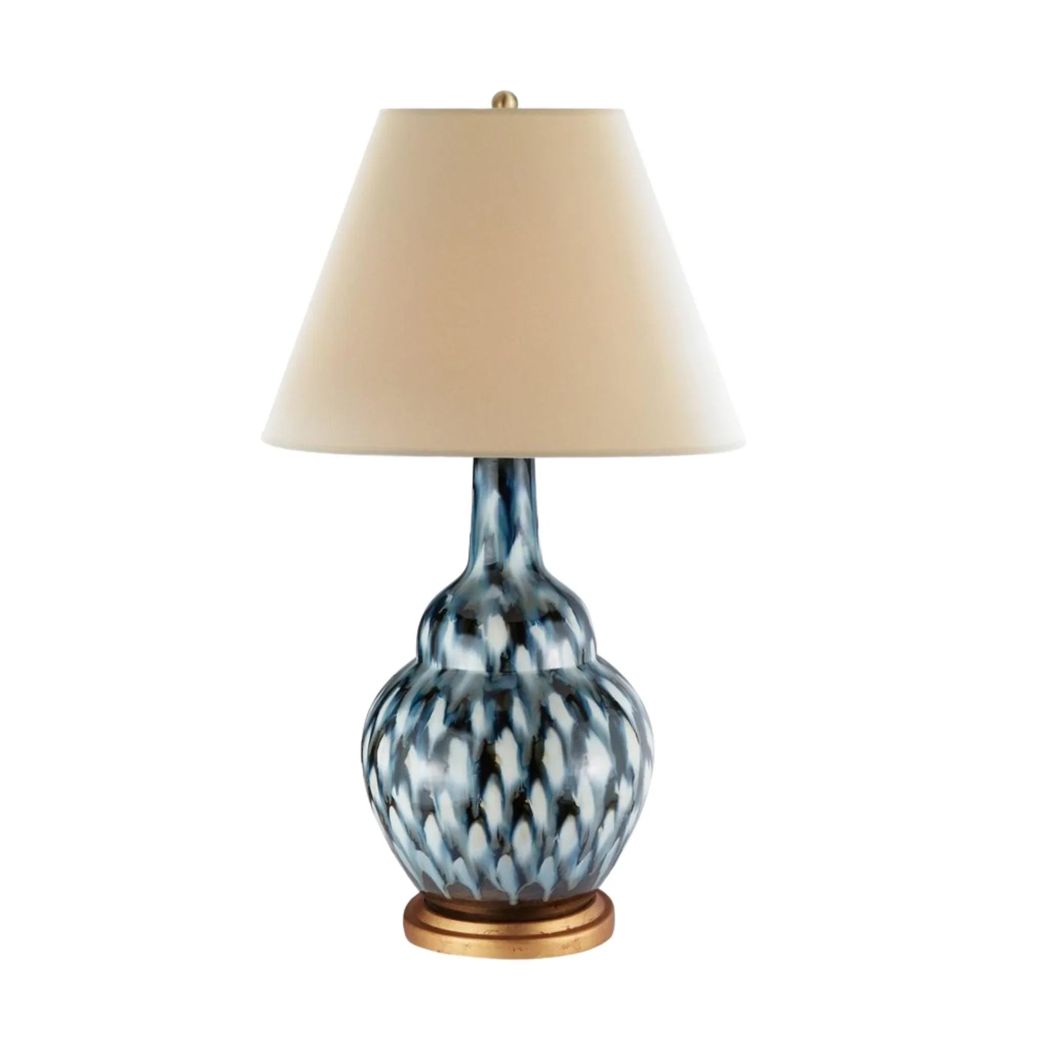 Blue Ceramic Pheasant Feather Lamp - Handmade Bohemian Style Table Light for Living Room, Bedroom & Office Decor