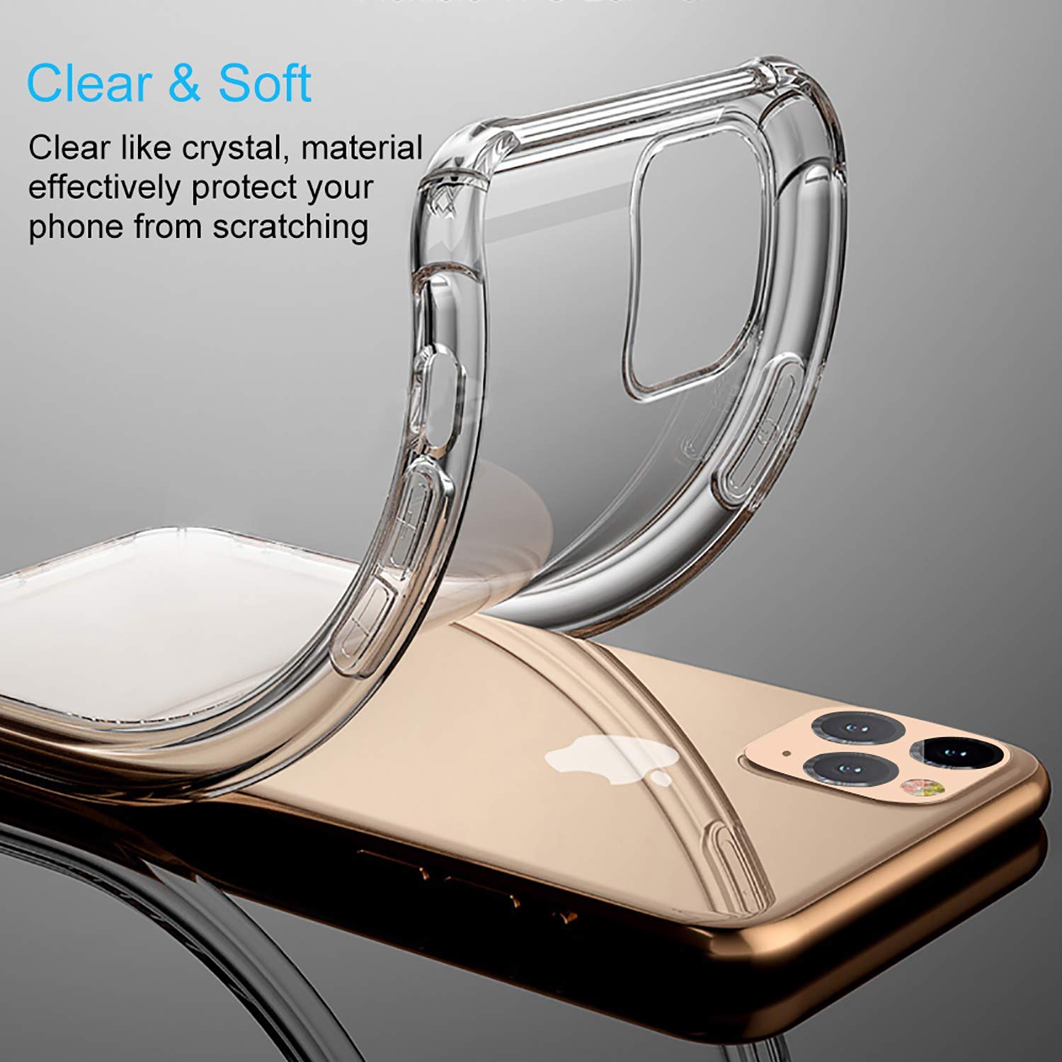 Shockproof Clear Case for iPhone 11 Pro Max (6.5 inch 2019 Model) - Crystal Clear Protective Cover with 4 Corner Bumper | Perfect for Everyday Use, Outdoor Activities & Travel Protection