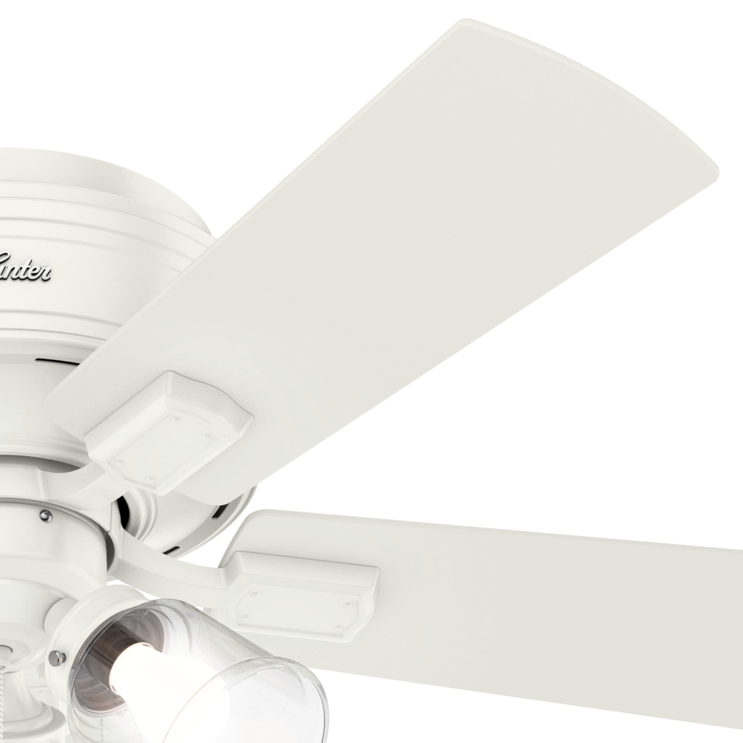 Hunter Fan Company 52152 42 Inch Crestfield Fresh White Low Profile Ceiling Fan with LED Light Kit and Pull Chain - Perfect for Bedrooms, Living Rooms, and Indoor Spaces