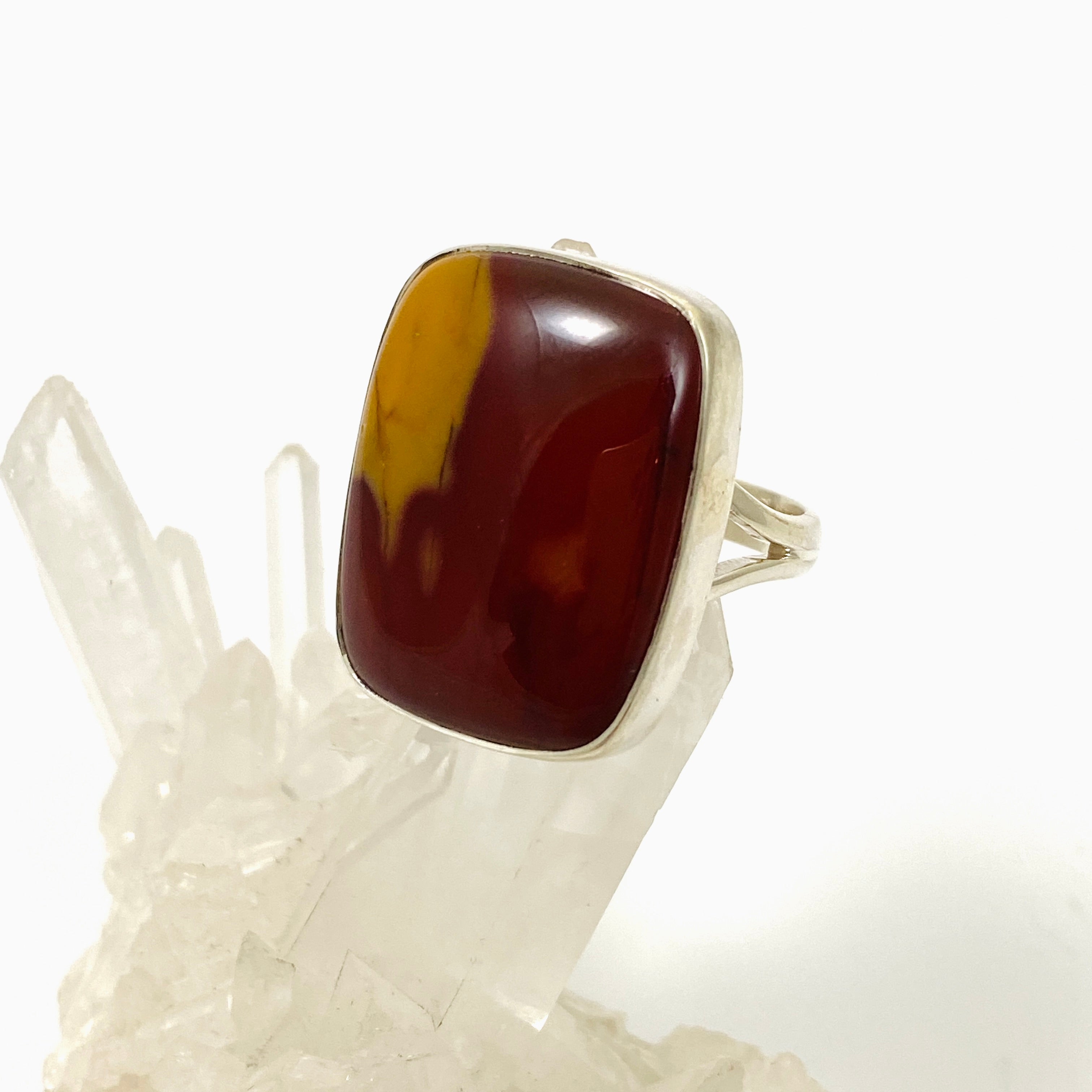 Natural Mookaite Rectangular Cabochon Ring - Size 10 (KRGJ3384) | Handmade Gemstone Jewelry for Women | Perfect for Boho Fashion, Gift Giving & Special Occasions