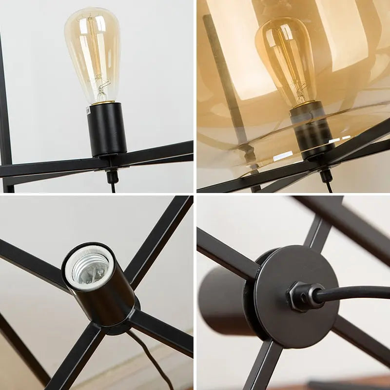 Glowlia Modern Glass Shade Floor Lamp - Elegant Living Room Lighting for Bedroom, Office & Reading Nook - Adjustable Height Standing Light with Soft Ambient Glow