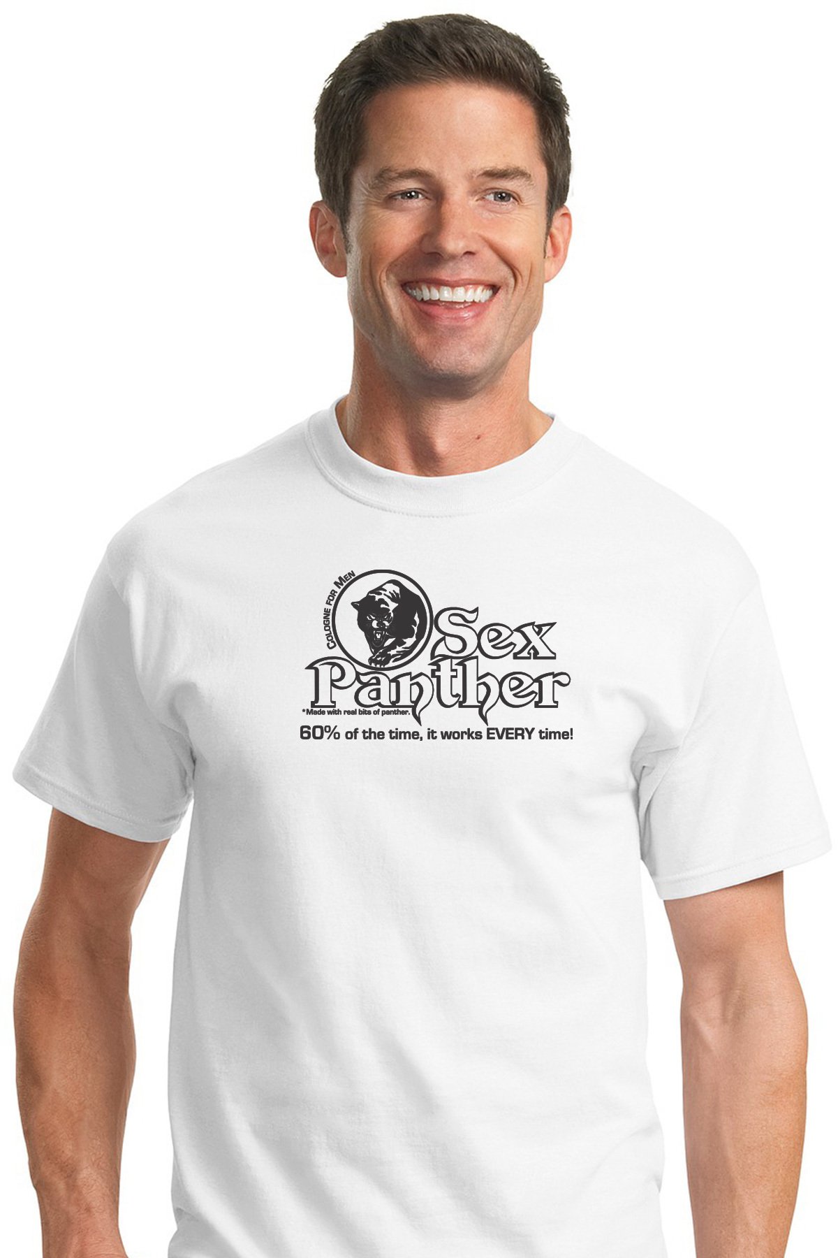 Sex Panther Cologne 60% of The Time It Works Every Time Funny Movie Quote T-Shirt - Red Cotton Tee for Men - Perfect Gift for Anchorman Fans & Comedy Lovers