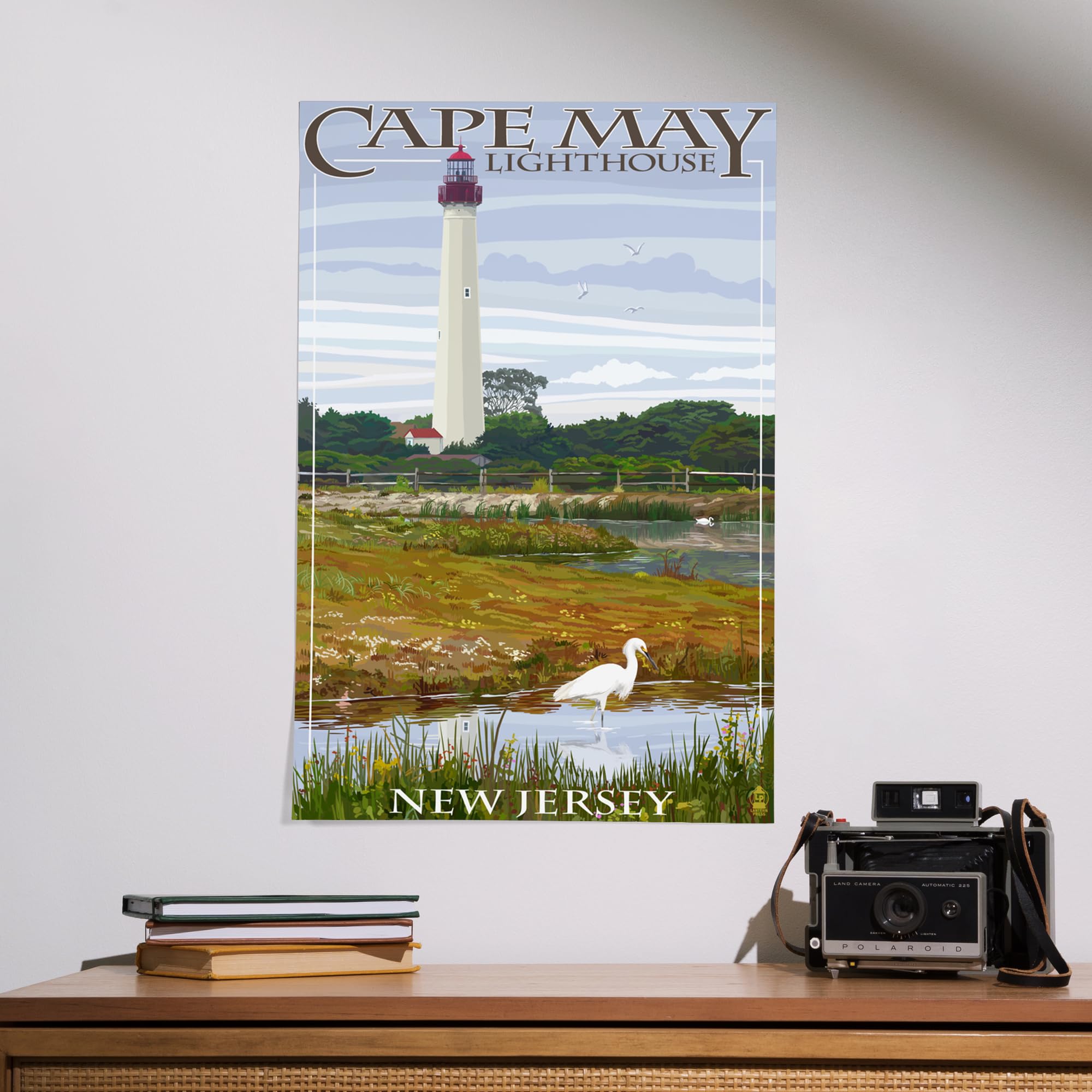 Lantern Press 16x24 Inch Giclee Print - New Jersey Shore Cape May Lighthouse Wall Art - Perfect for Home Decor, Office & Coastal Themed Rooms