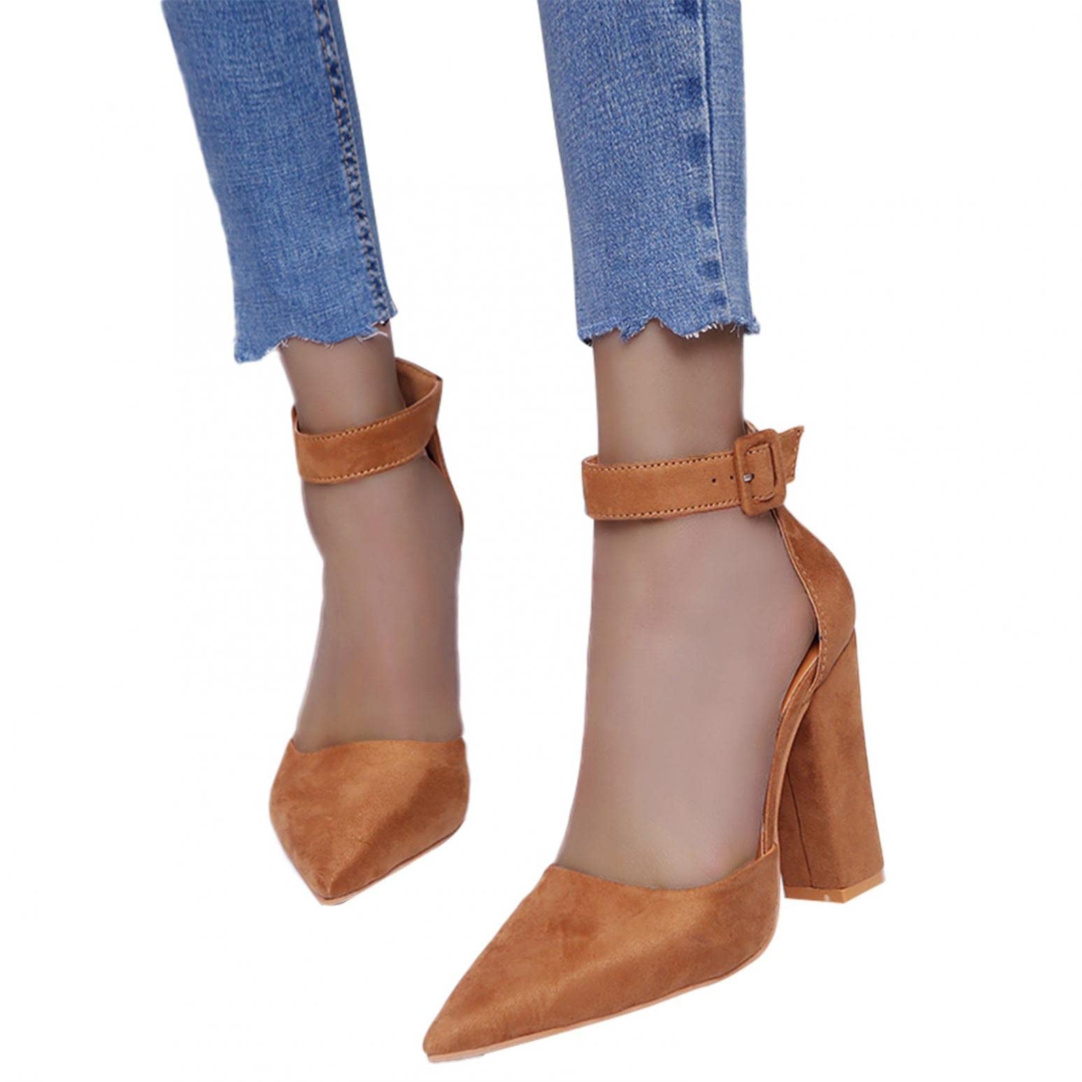 AIHOU Women's Chunky High Heel Sandals - Open Toe Platform Dressy Pumps for Beach, Party & Wedding | Comfortable Women's Dress Shoes for Summer Outfits