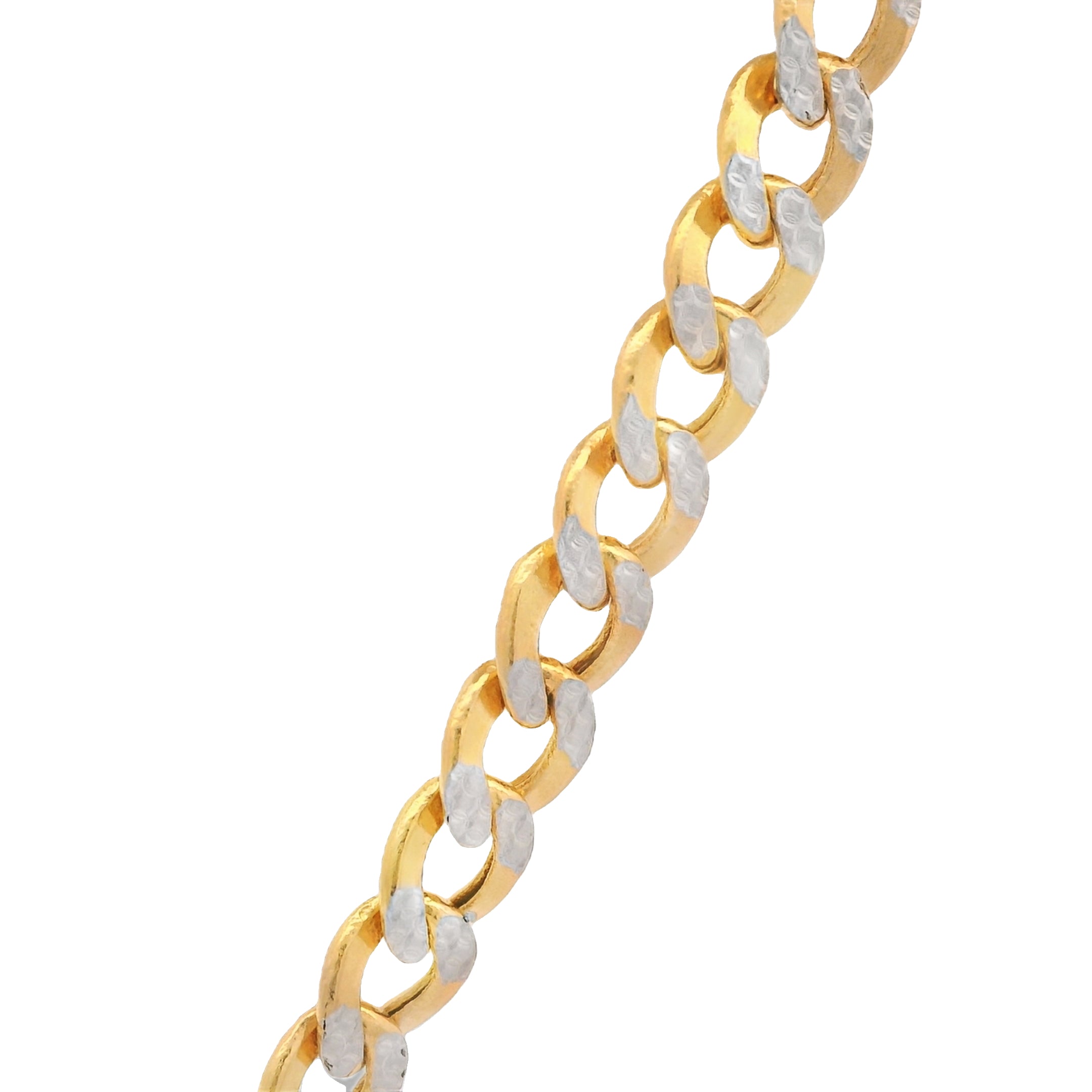 14K Gold Hollow Cuban Curb Chain Necklace - 7.5mm Width, 22 Inches Length - Two Tone Yellow & White Gold - Durable Lightweight Jewelry for Men & Women - Perfect for Layering, Gifts, and Everyday Wear