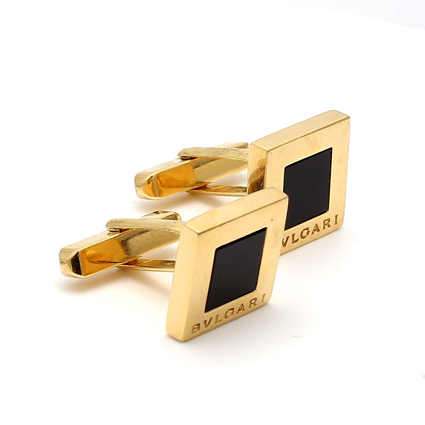 Vintage Bvlgari Onyx 18K Yellow Gold Cufflinks - 23.80 Grams Luxury Men's Jewelry for Formal Events & Business Attire