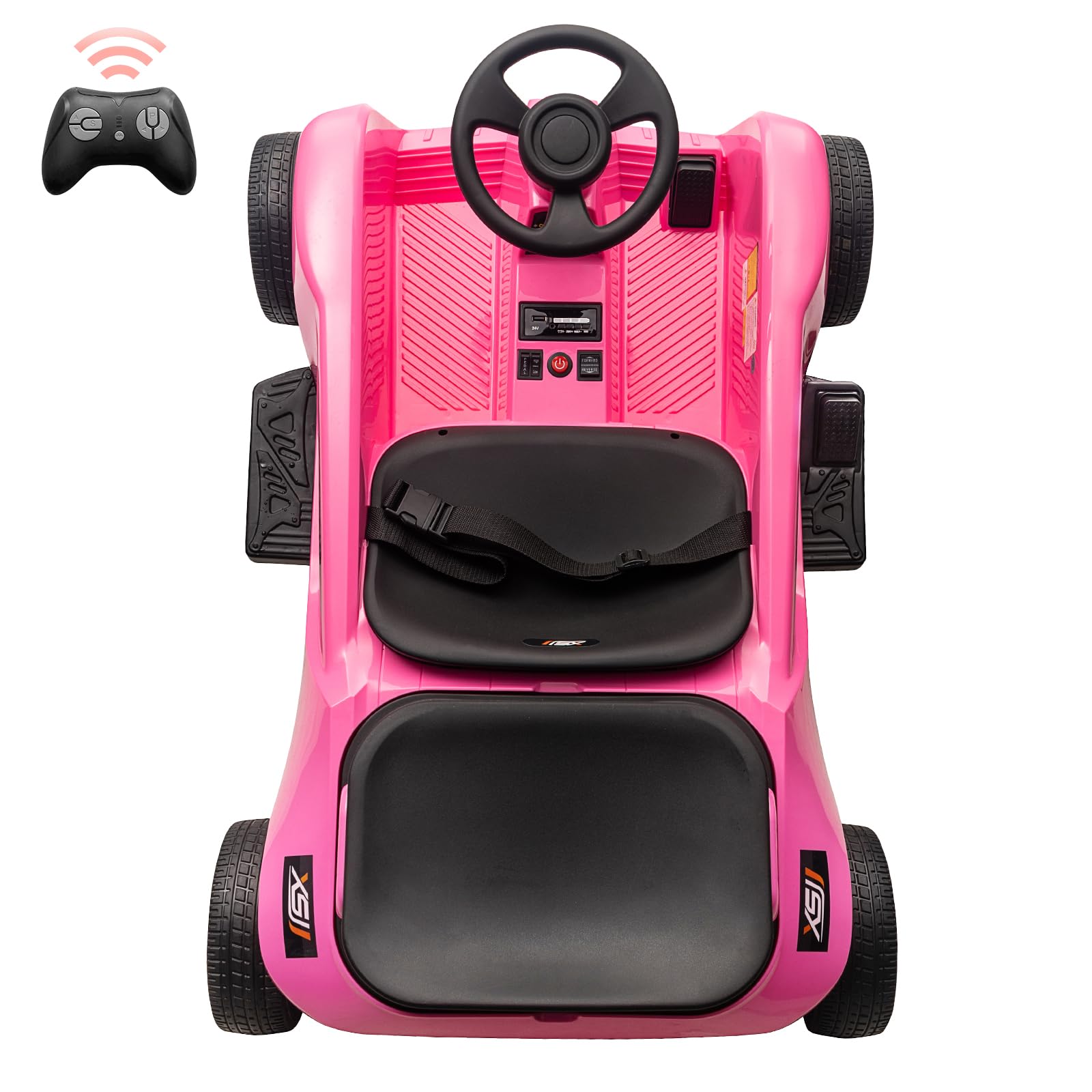 GARVEE 24V Kids Electric Ride-On Car - 2 Seater 4-Wheel Toy with 120W Dual Motors, 200 Lbs Capacity, Remote Control & Parental Modes | Includes Music, USB Port & Storage Box (Pink) - Perfect for Indoor & Outdoor Play, Birthday Gifts for Toddlers