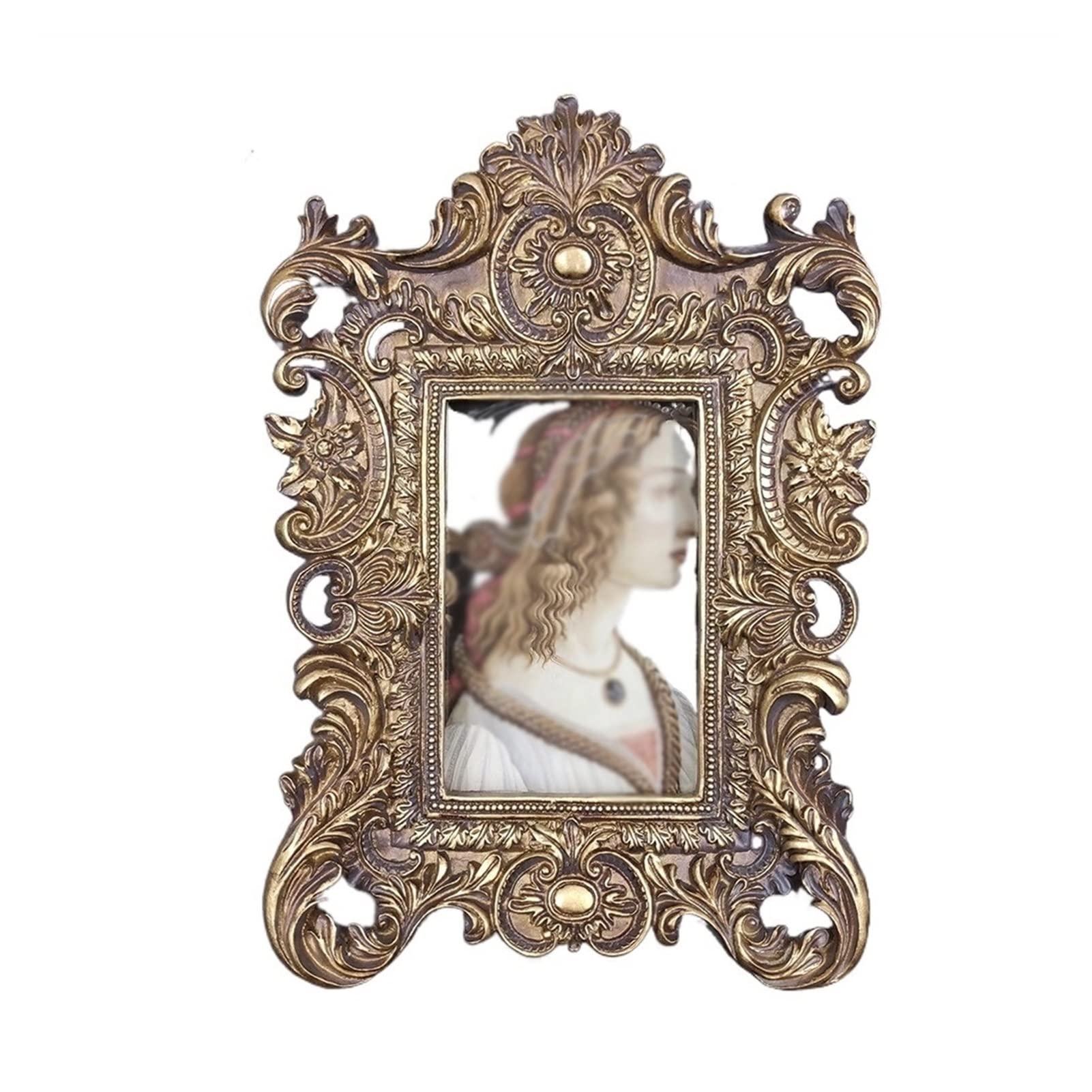6 Inch Vintage Gold European Embossed Photo Frame - Elegant Wall Mounted & Desktop Picture Frame for Home Decor | Perfect for Living Room, Bedroom & Office Display