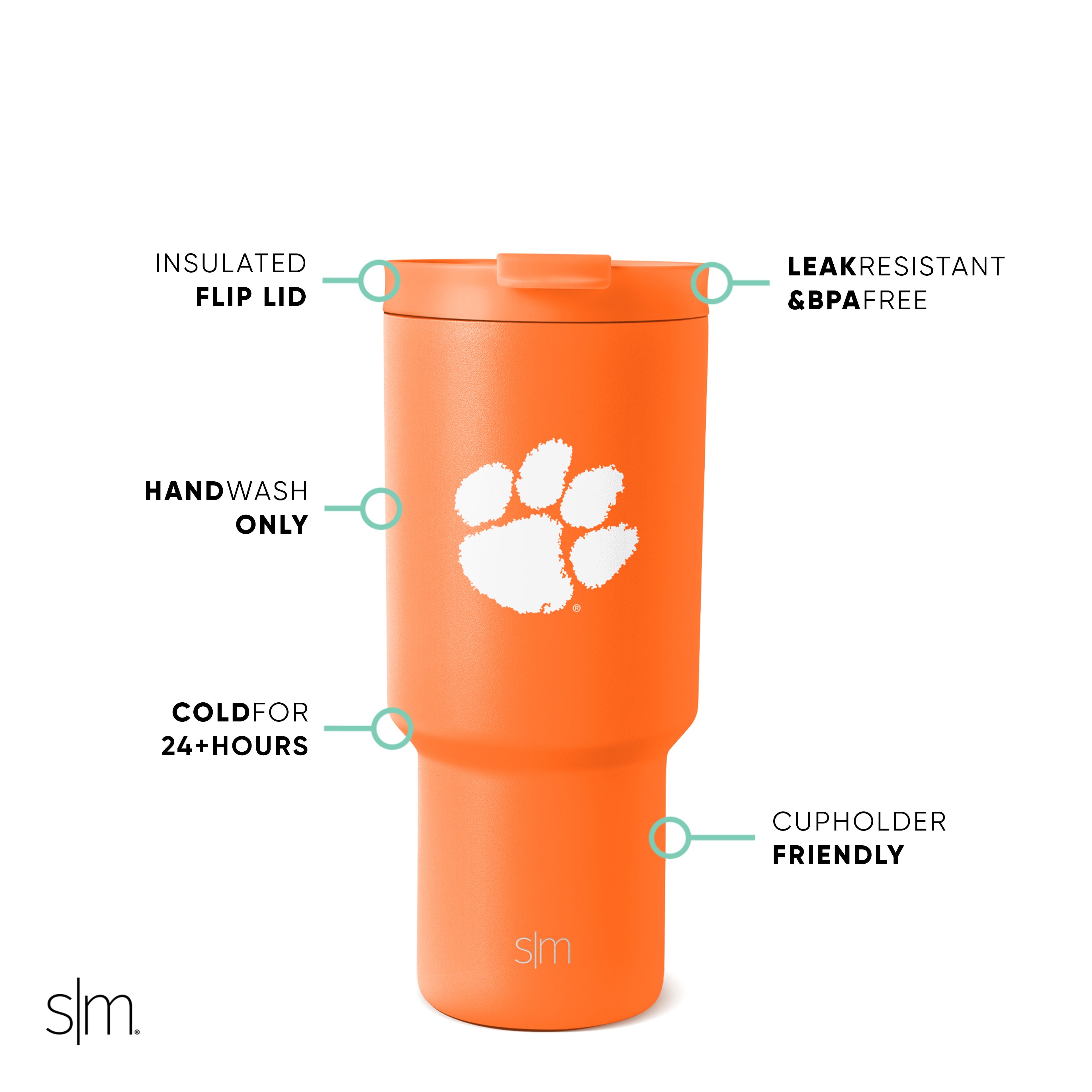 Collegiate Trek Tumbler - Insulated Stainless Steel Water Bottle with Lid - Perfect for College Students, Hiking & Outdoor Adventures