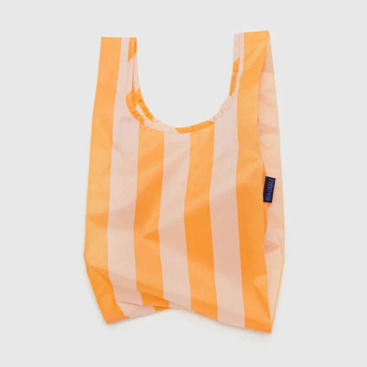 Baby Baggu Tangerine Wide Stripe Reusable Shopping Tote Bag - Perfect for Diaper Bags, Groceries & Beach Trips