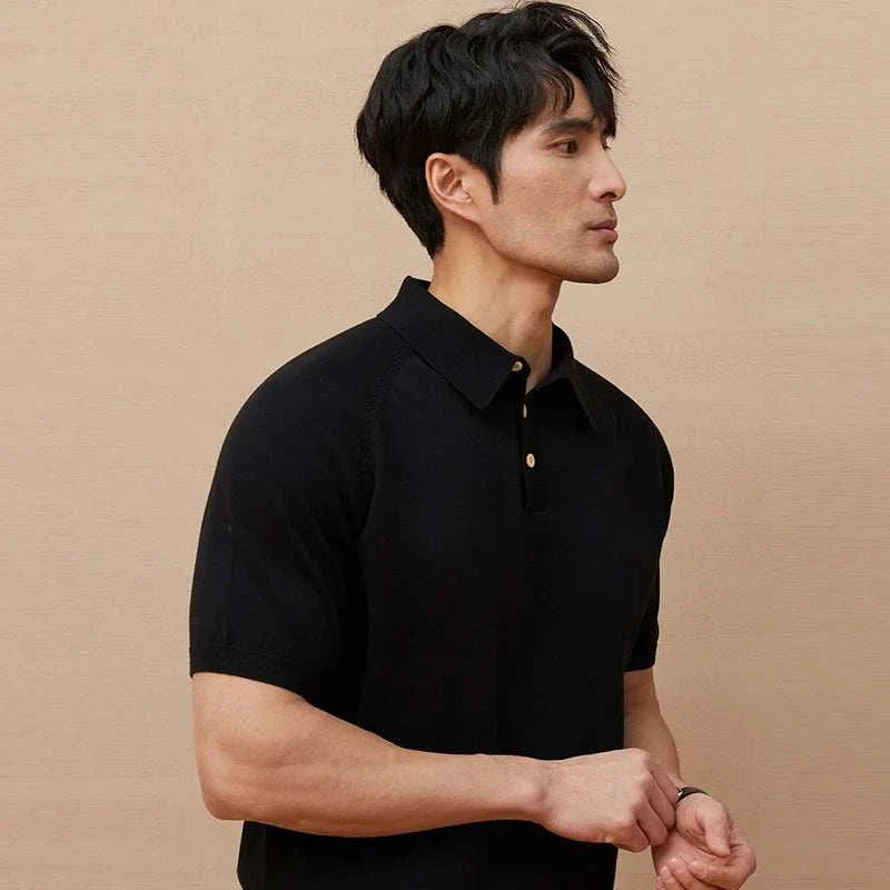 Premium Knitted Polo Shirt for Men - Soft Cotton Casual & Business Wear - Perfect for Office, Golf & Summer Outfits