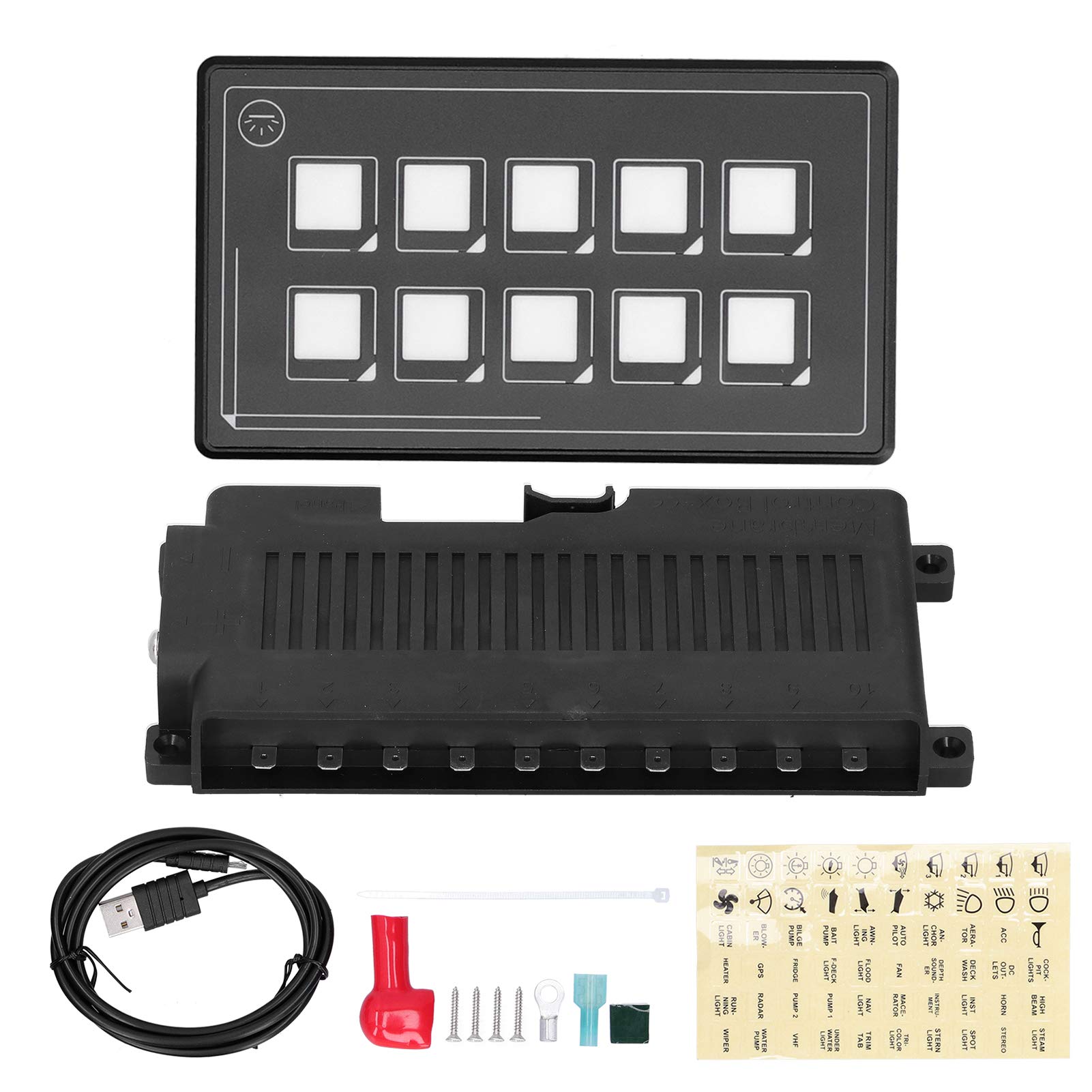 10Pcs Waterproof Membrane Control Panel with Bluetooth APP, Backlight LED Touch Switch, Built-in PPTC for RV Boat - Perfect for Marine, Automotive, and Industrial Control Systems