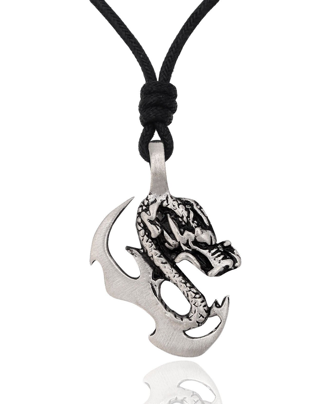 Cool Dragon Silver Pewter Charm Necklace Pendant - Handmade Gothic Jewelry for Women & Men - Perfect for Cosplay, Fantasy Lovers & Gift Giving