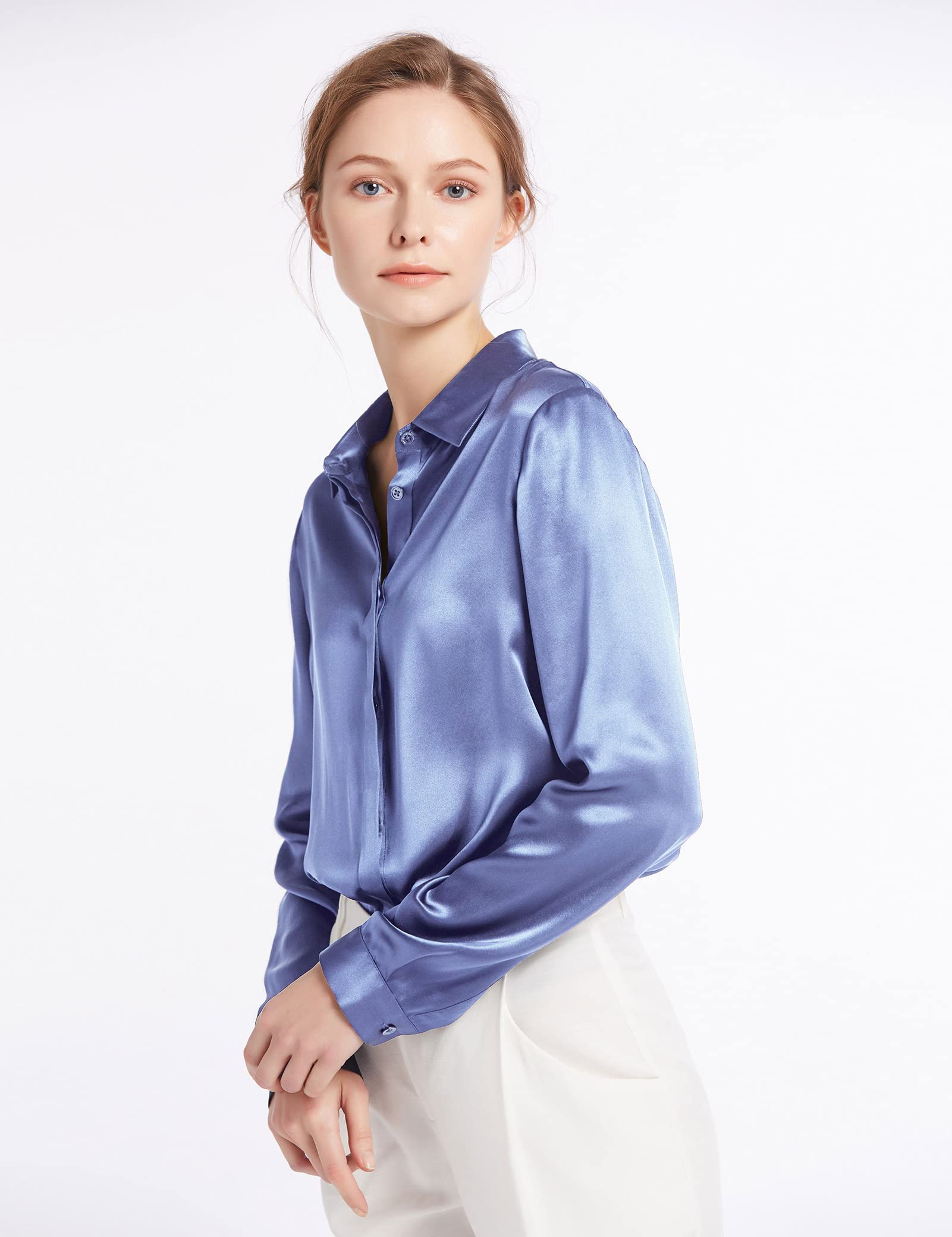 LilySilk 100% Pure Silk Blouse for Women - Long Sleeve Soft Smooth Shirt for Office, Party & Formal Wear