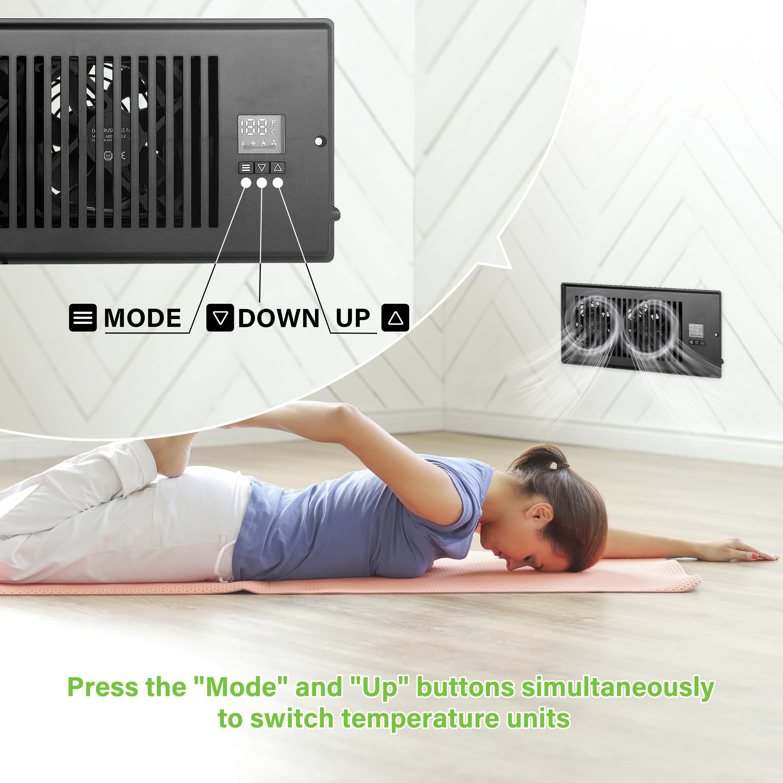 InfiniPower 10 Inch High Velocity Register Booster Fan with Adjustable Thermostat - 10-Speed Settings, Precision Thermal Probe - Powerful Ventilation for Home & Office - Black (Ideal for Basements, Attics, and Room Air Circulation)