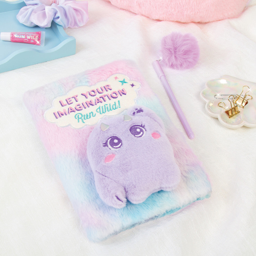 3C4G Imagination Land Wild Style Plush Journal & Pen Set - Soft Fuzzy Friend Notebook with 192 Pages - Perfect for Journaling, Note Taking, and Creative Writing